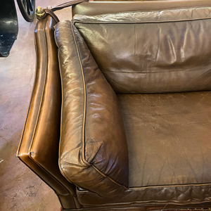 Dark Brown Knoll Leather Sofa - SOLD