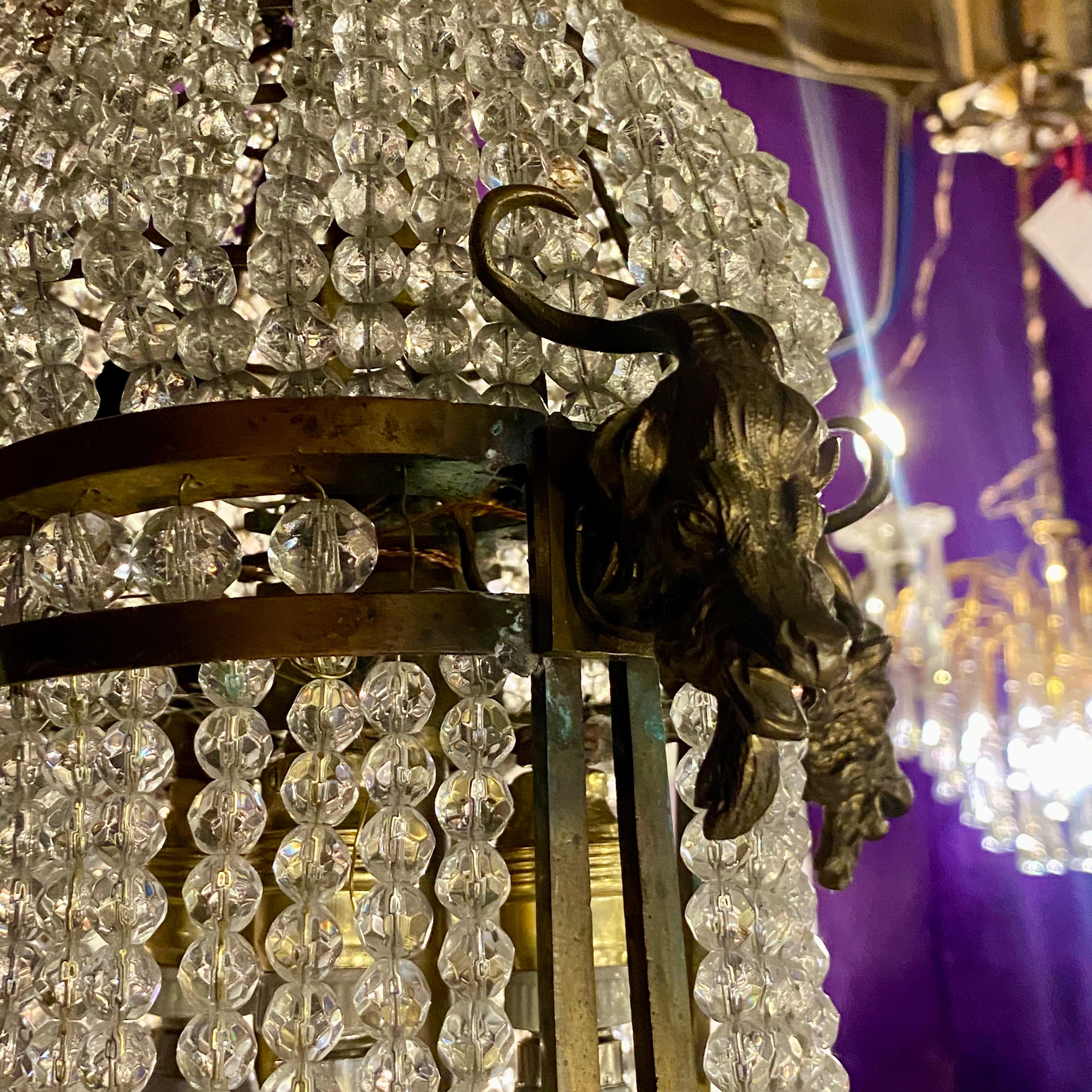 Antique Neoclassical Chandelier with Rose and Ram details