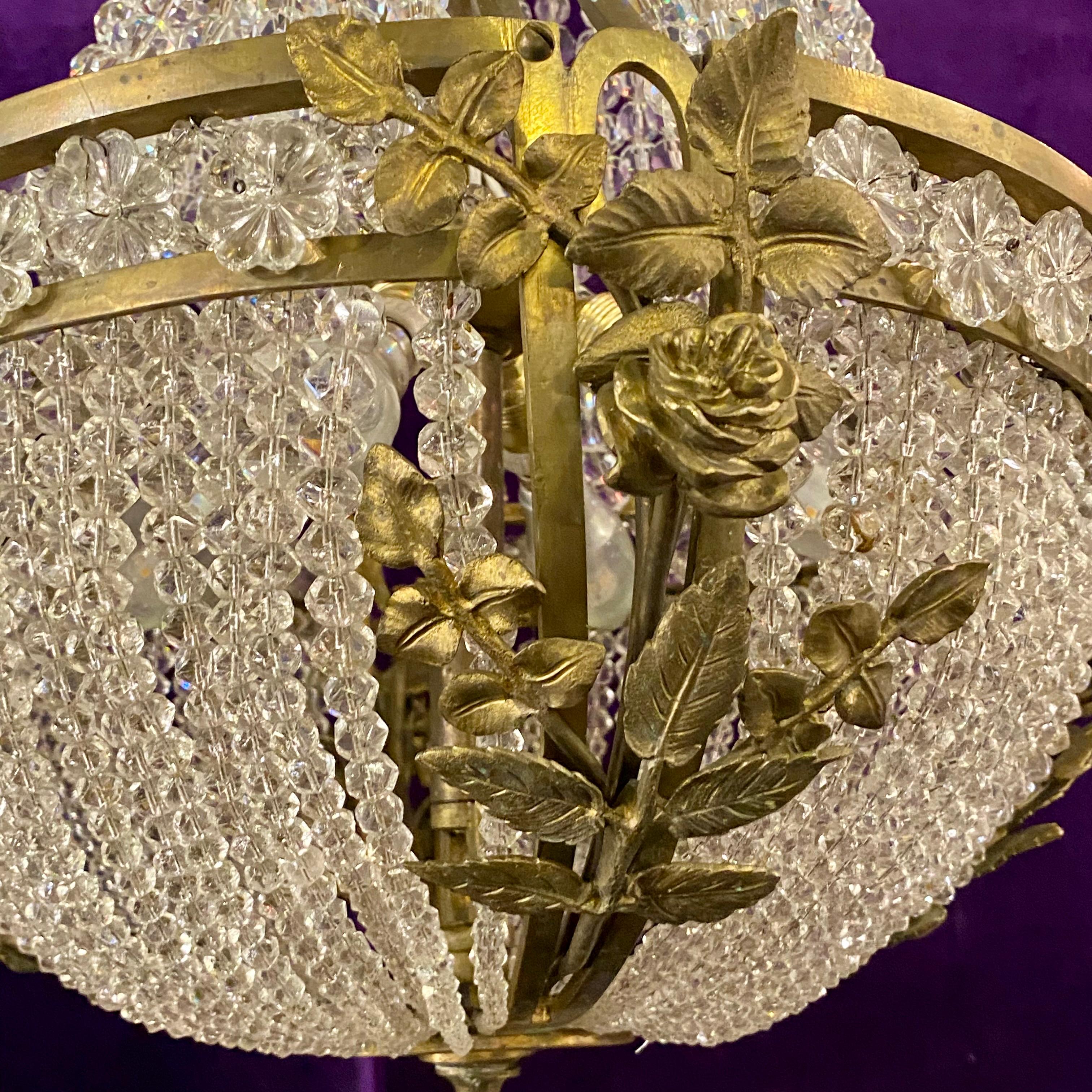 Antique Neoclassical Chandelier with Rose and Ram details