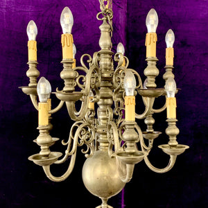 Very Heavy Antique Flemish Pewter Chandelier