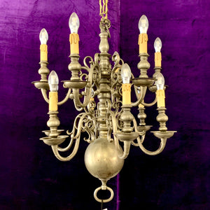 Very Heavy Antique Flemish Pewter Chandelier