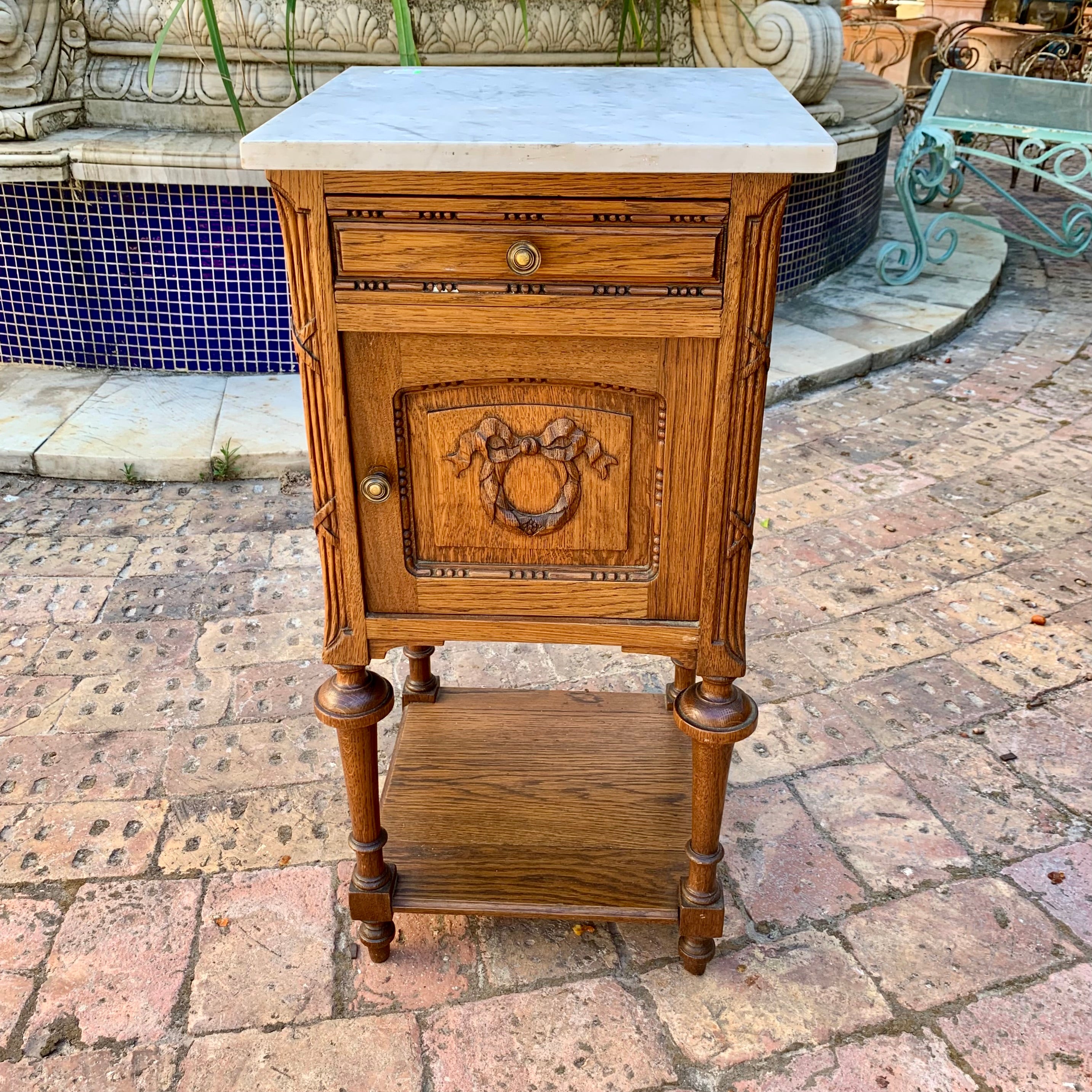 Adorable Single Antique Oak Bedside Pedestal - SOLD