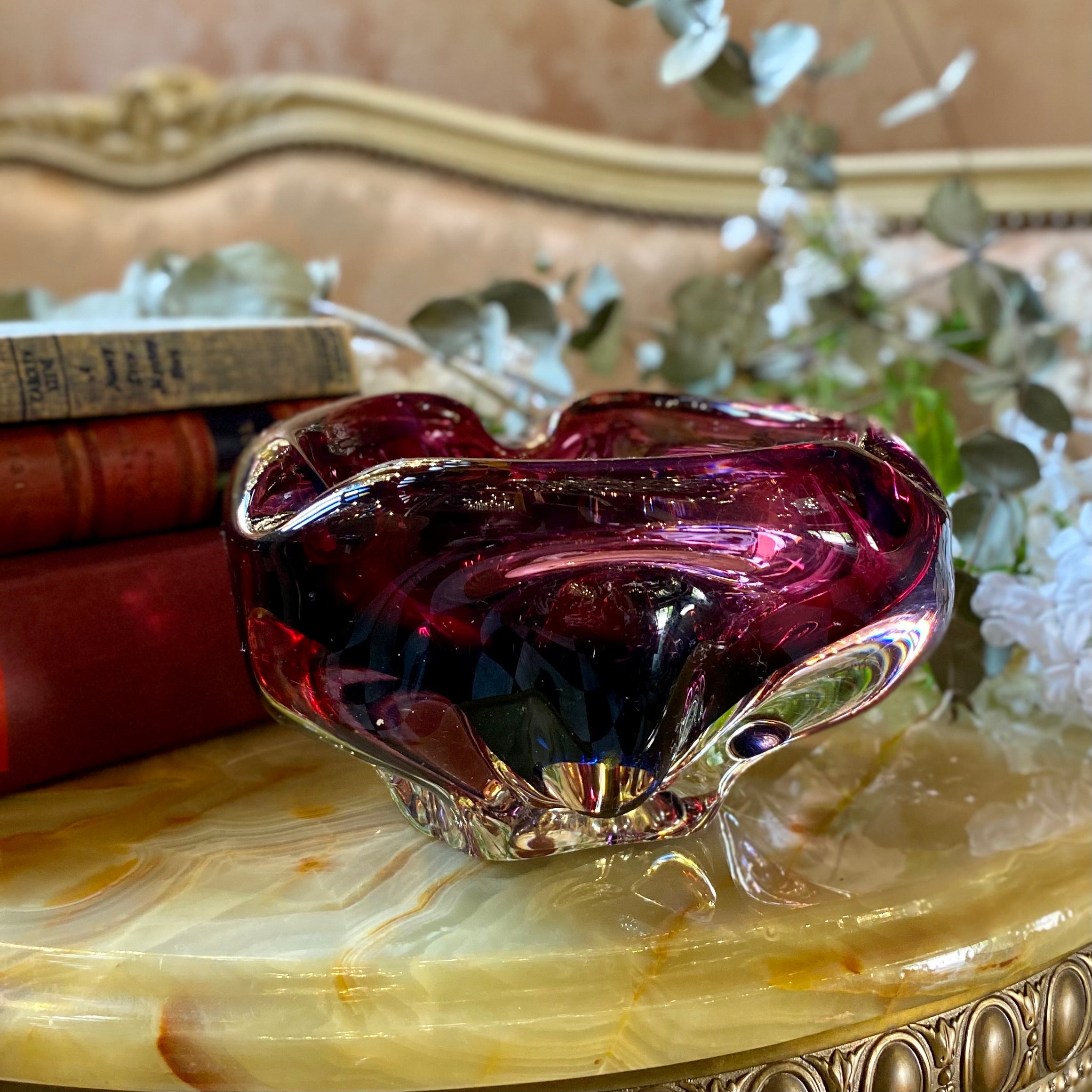 Vintage Indigo and Berry Murano Ashtray