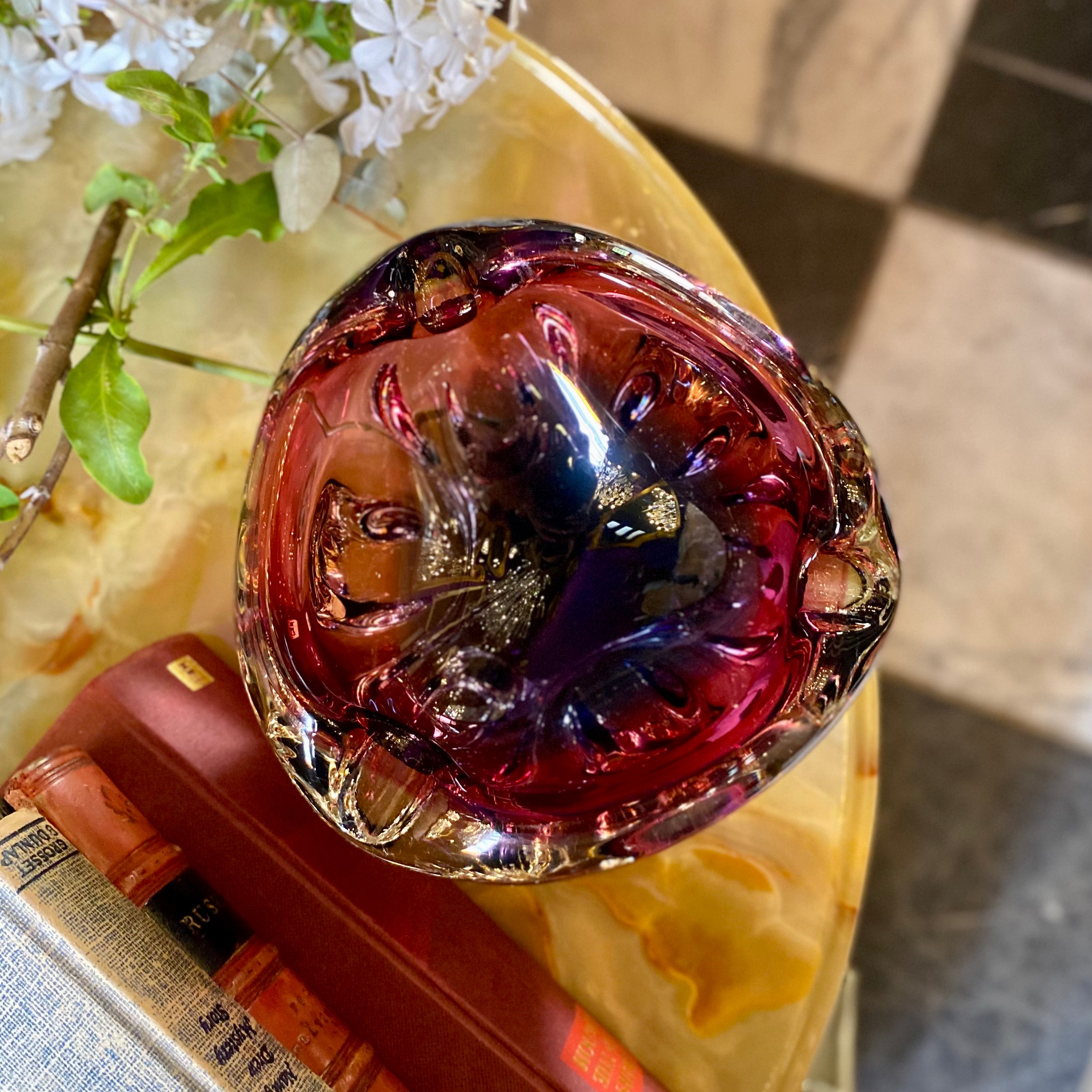 Vintage Indigo and Berry Murano Ashtray