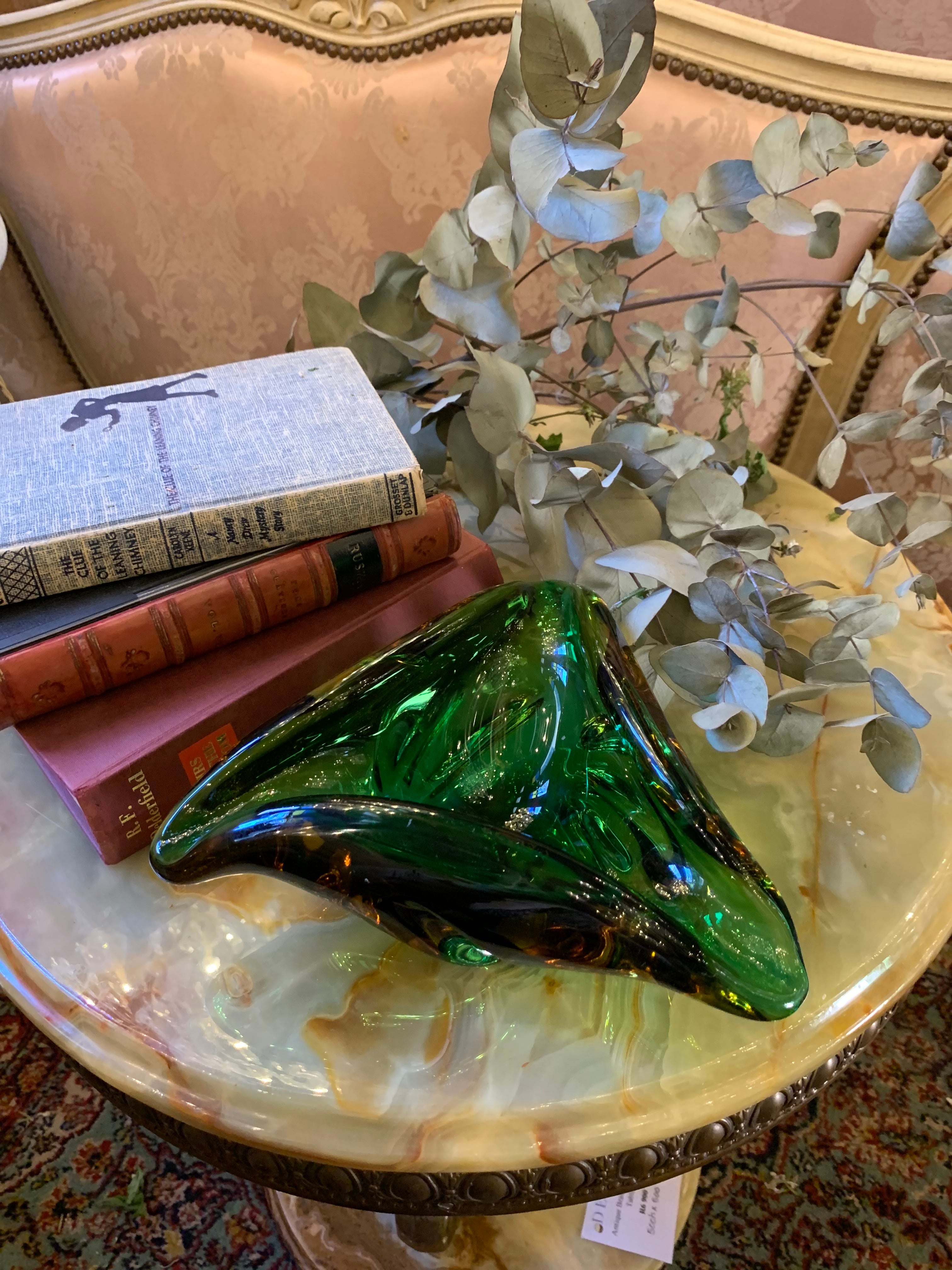 Gorgeous Green Large Murano Dish