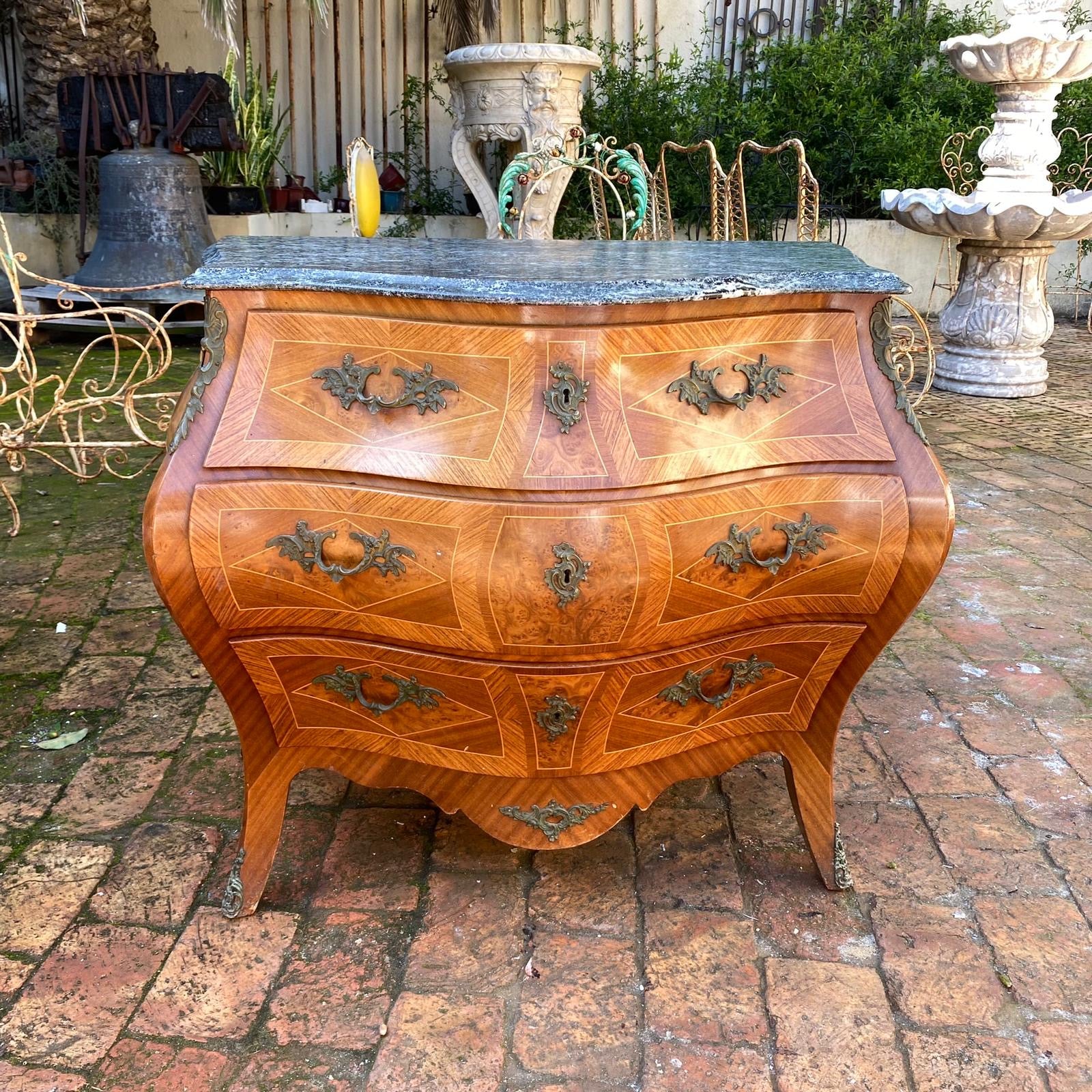 Antique Bombe Chest with Mottled Marble Top