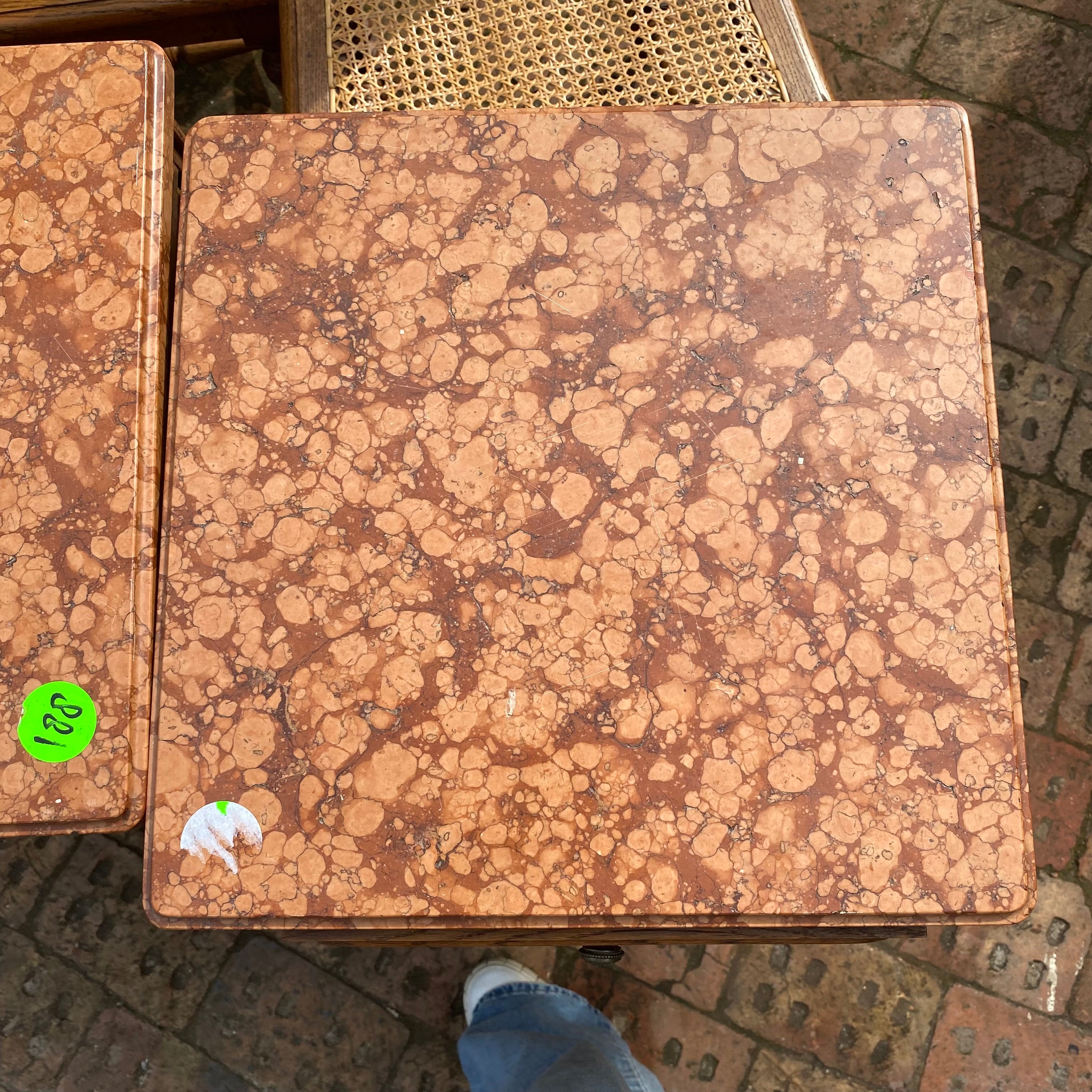 Beautiful Antique Oak Bedside Tables with Marble Top - SOLD