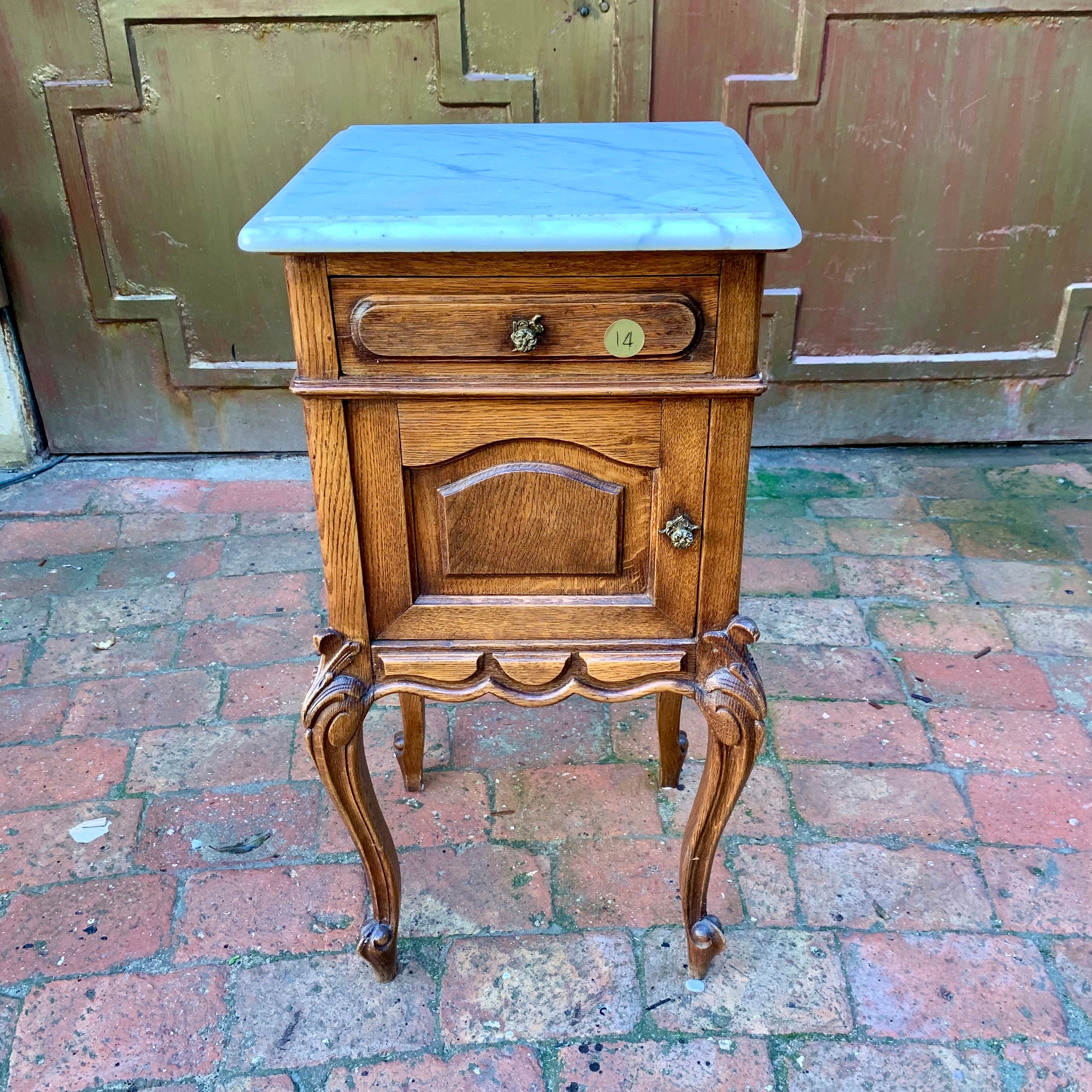 Single French  Oak Bedside Pedestal