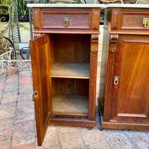 Beautiful Pair of Antique Bedside Pedestals with Brass Handles - SOLD