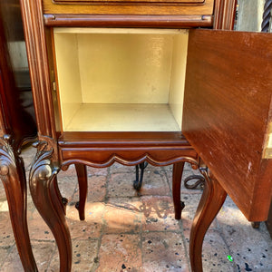 Antique Walnut Bedside Pedestals with Marble Top