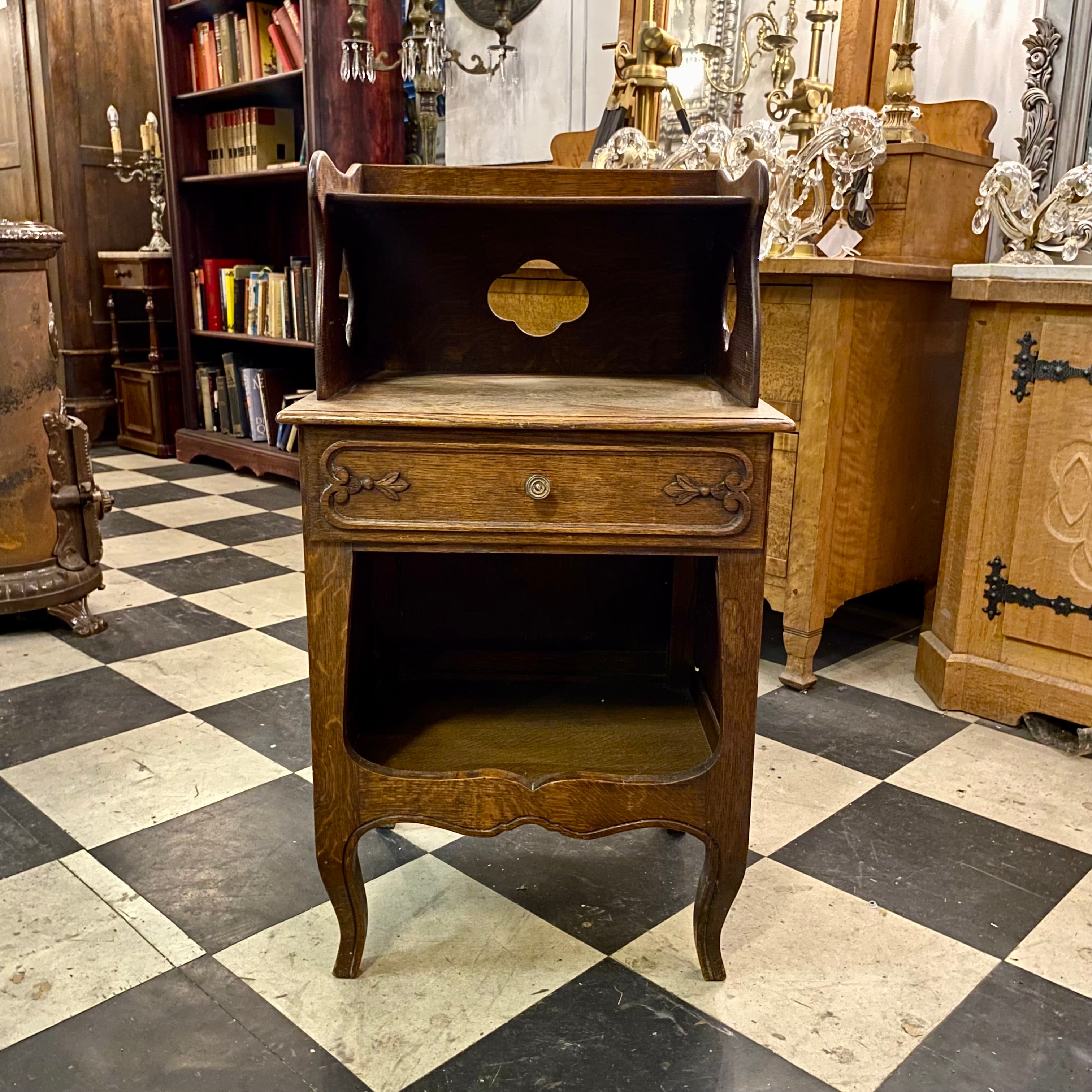 Pair of Antique Open Shelved Bedside Pedestal - SOLD