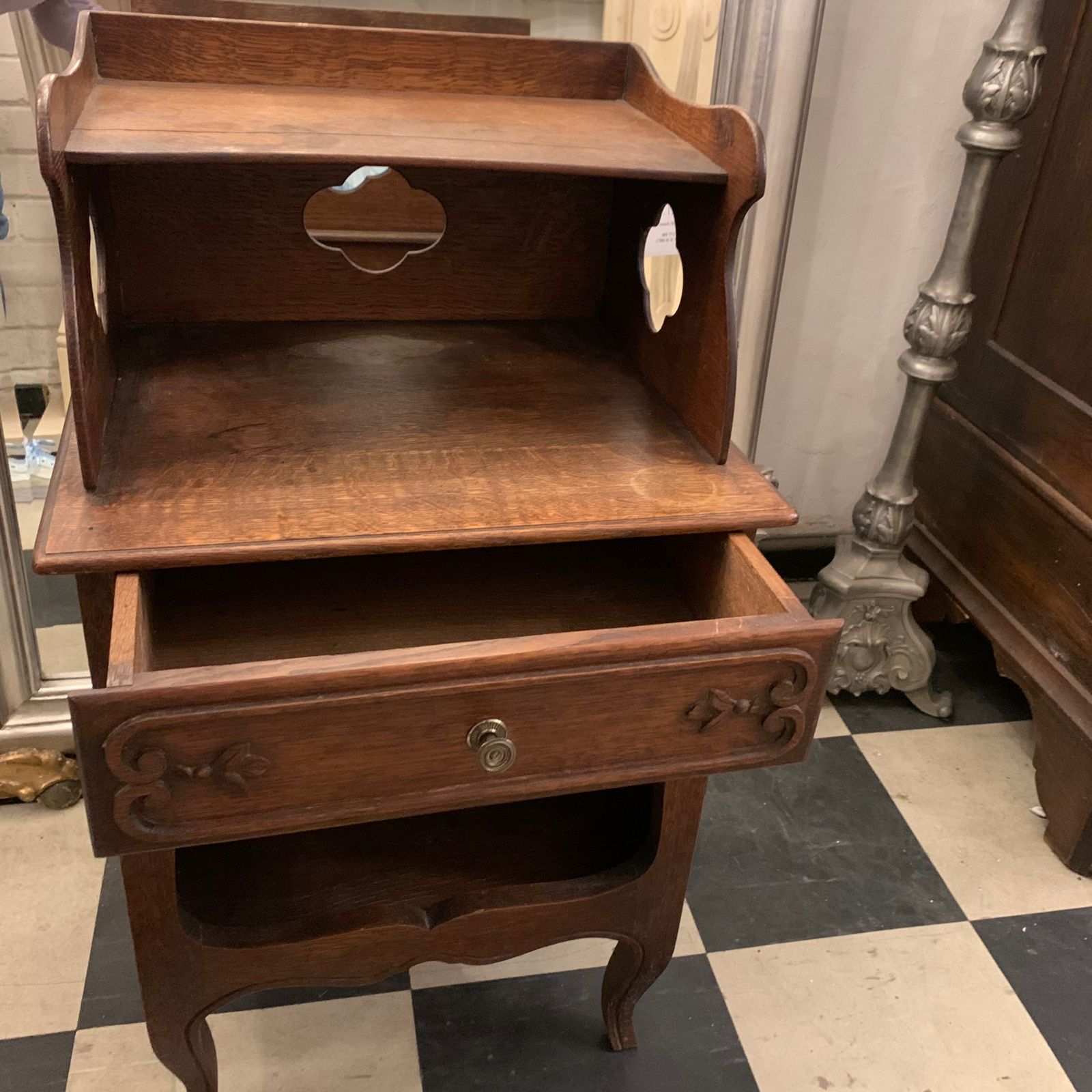 Pair of Antique Open Shelved Bedside Pedestal - SOLD