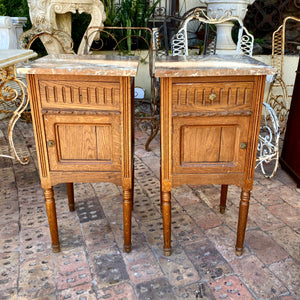 Antique Pair of Carved Oak Bedside Pedestals