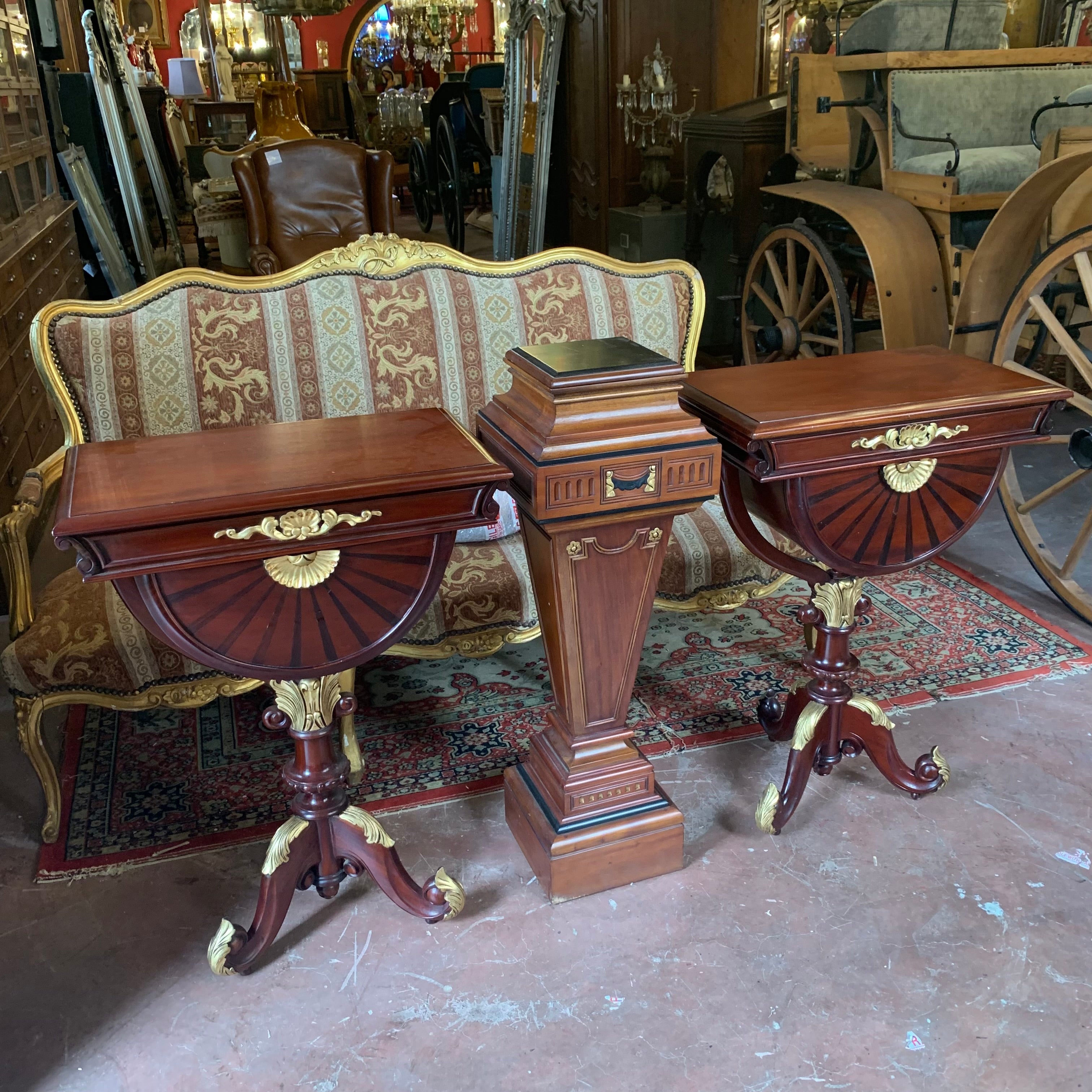 A Set of Antique Mahogany Jewellery Display Pedestals