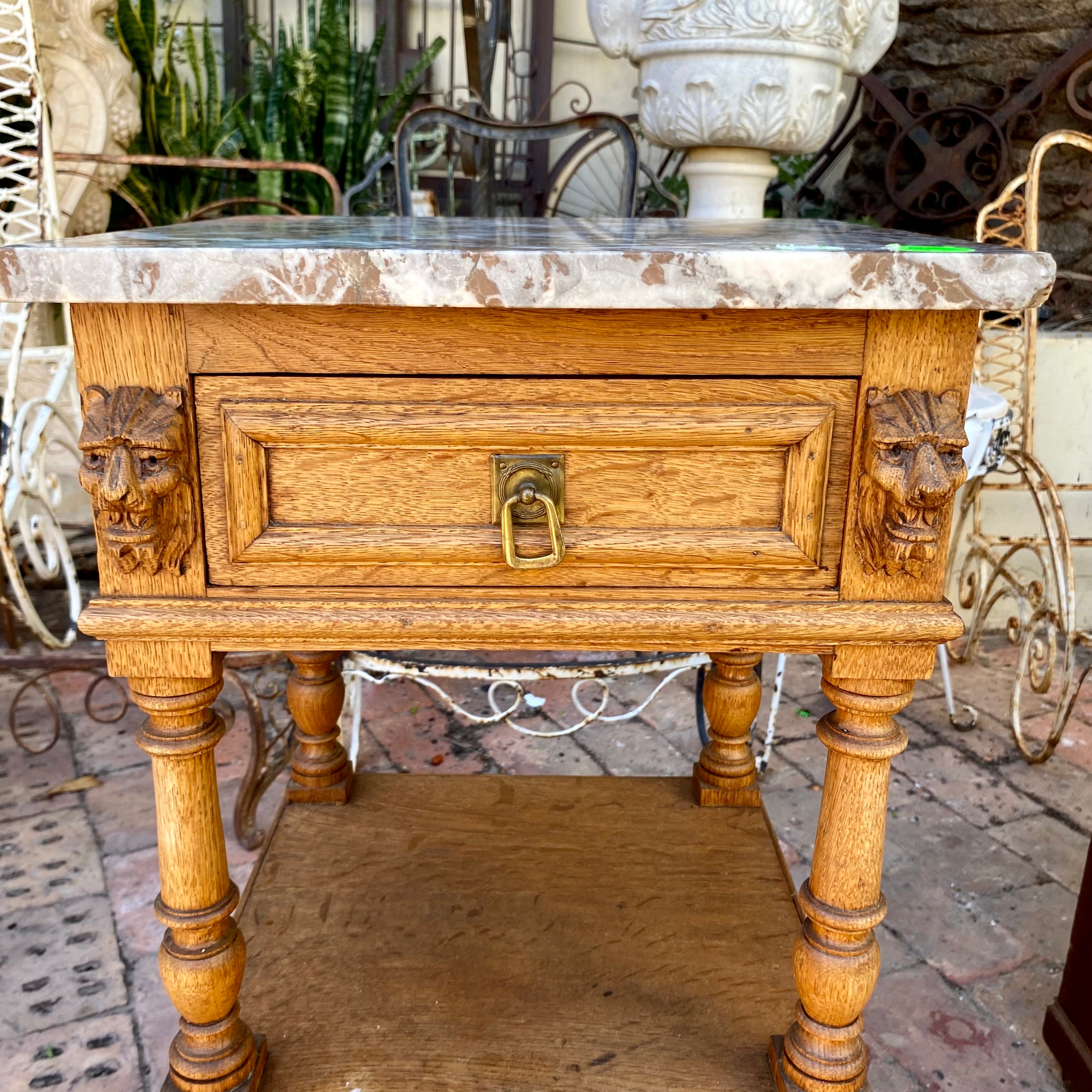 Beautiful Antique Single French Oak Bedside Pedestal - SOLD