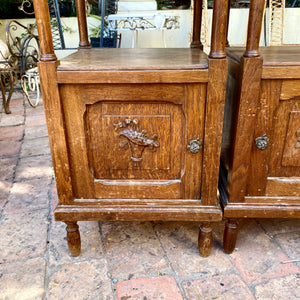 Antique Oak Bedside Pedestals