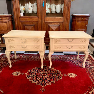 Sizable Vintage French Cream Bedside Pedestals - SOLD