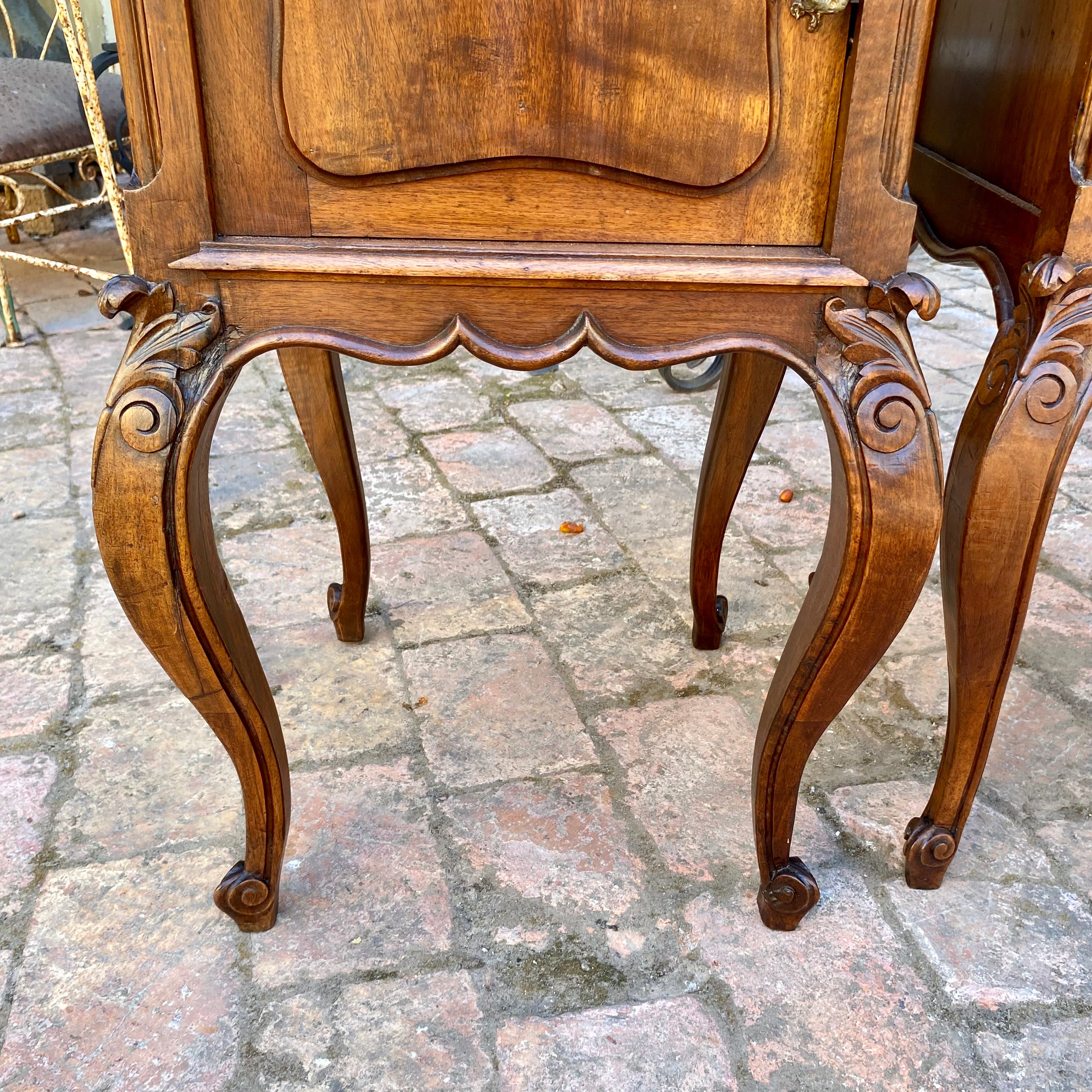 Elegant Pair of Antique Bedside Pedestals with Cabriole Legs