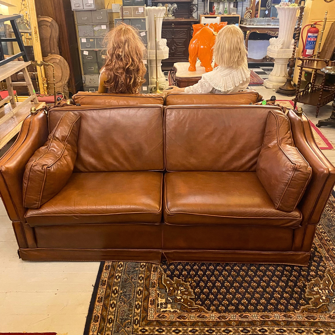 Vintage Dark Brown Leather Knoll Sofa - SOLD