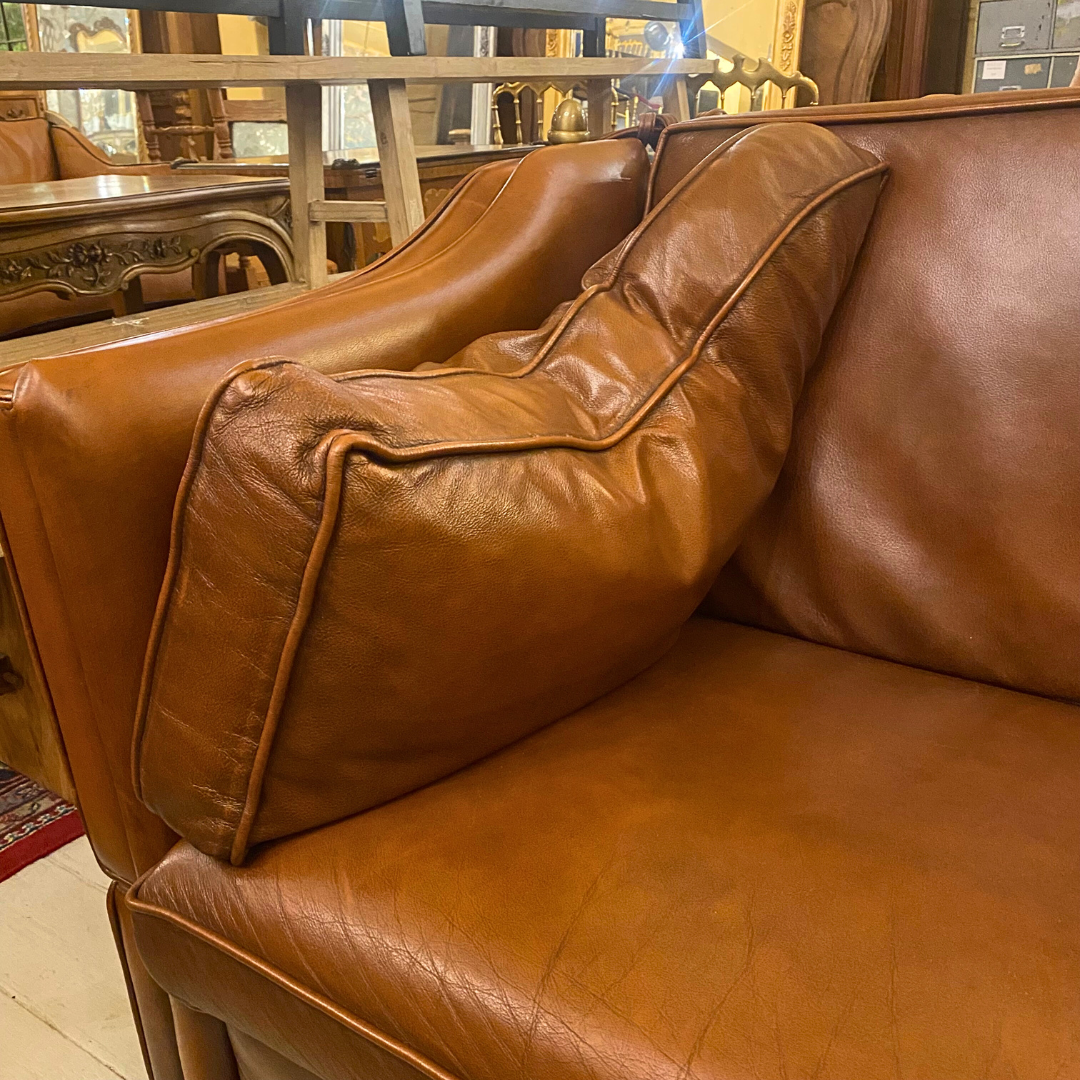 Vintage Dark Brown Leather Knoll Sofa - SOLD