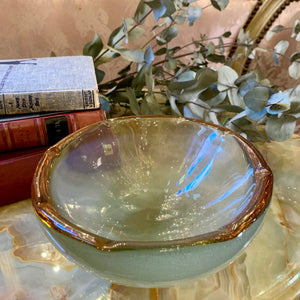 Heavy Opaque Murano Bowl with Amber Rim