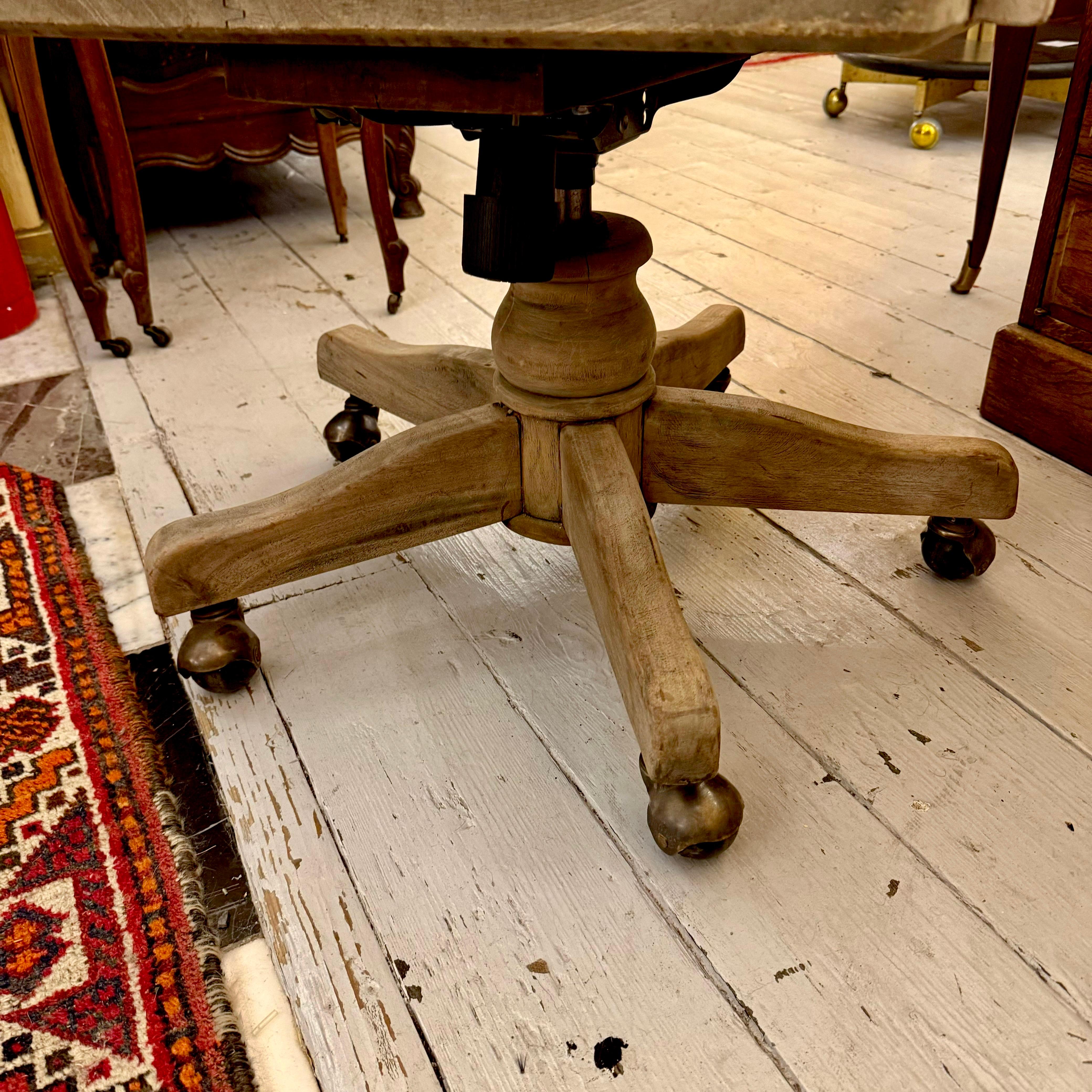 Rustic Solid Wood Swivel Office Chair