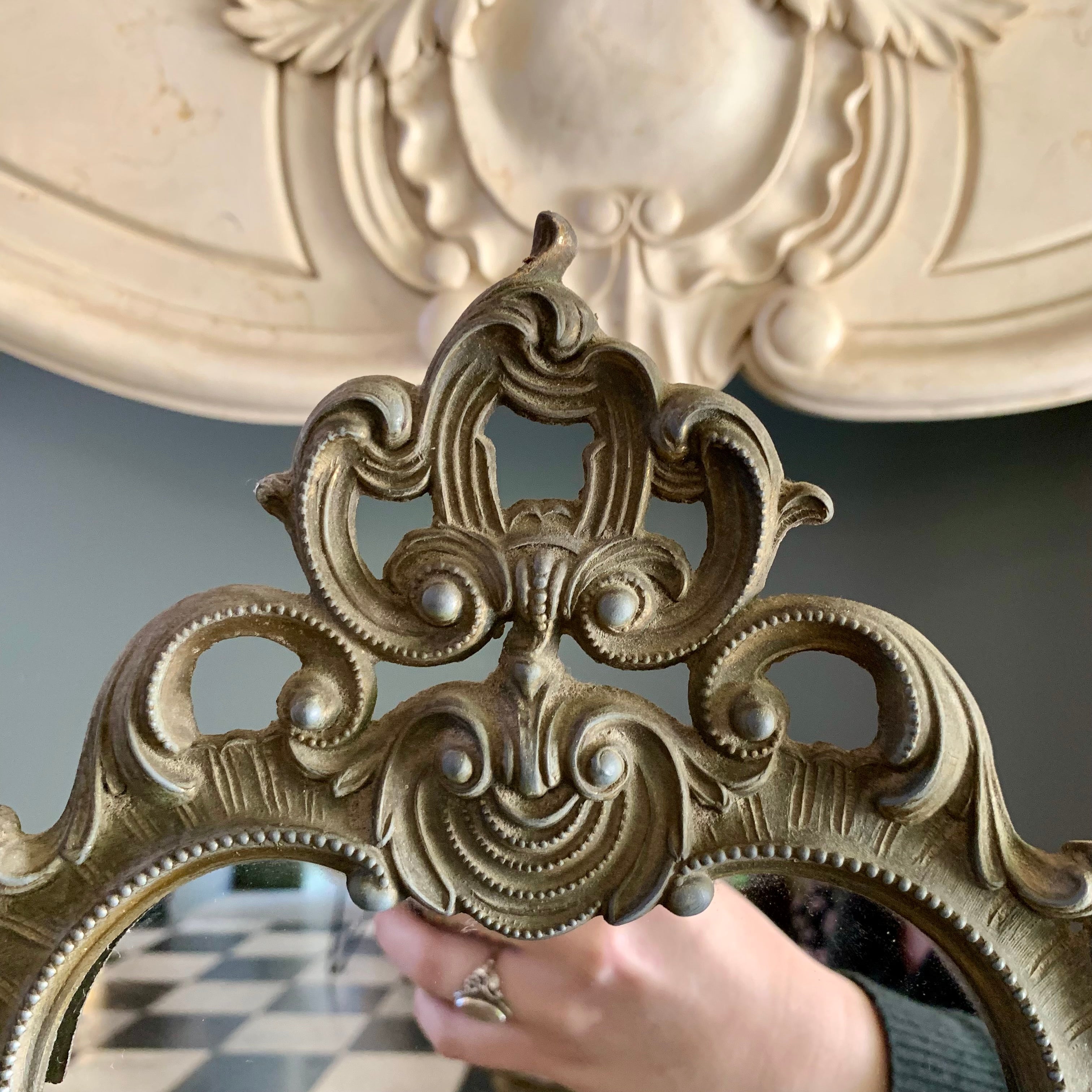 Antique Brass Cheval Vanity Mirror