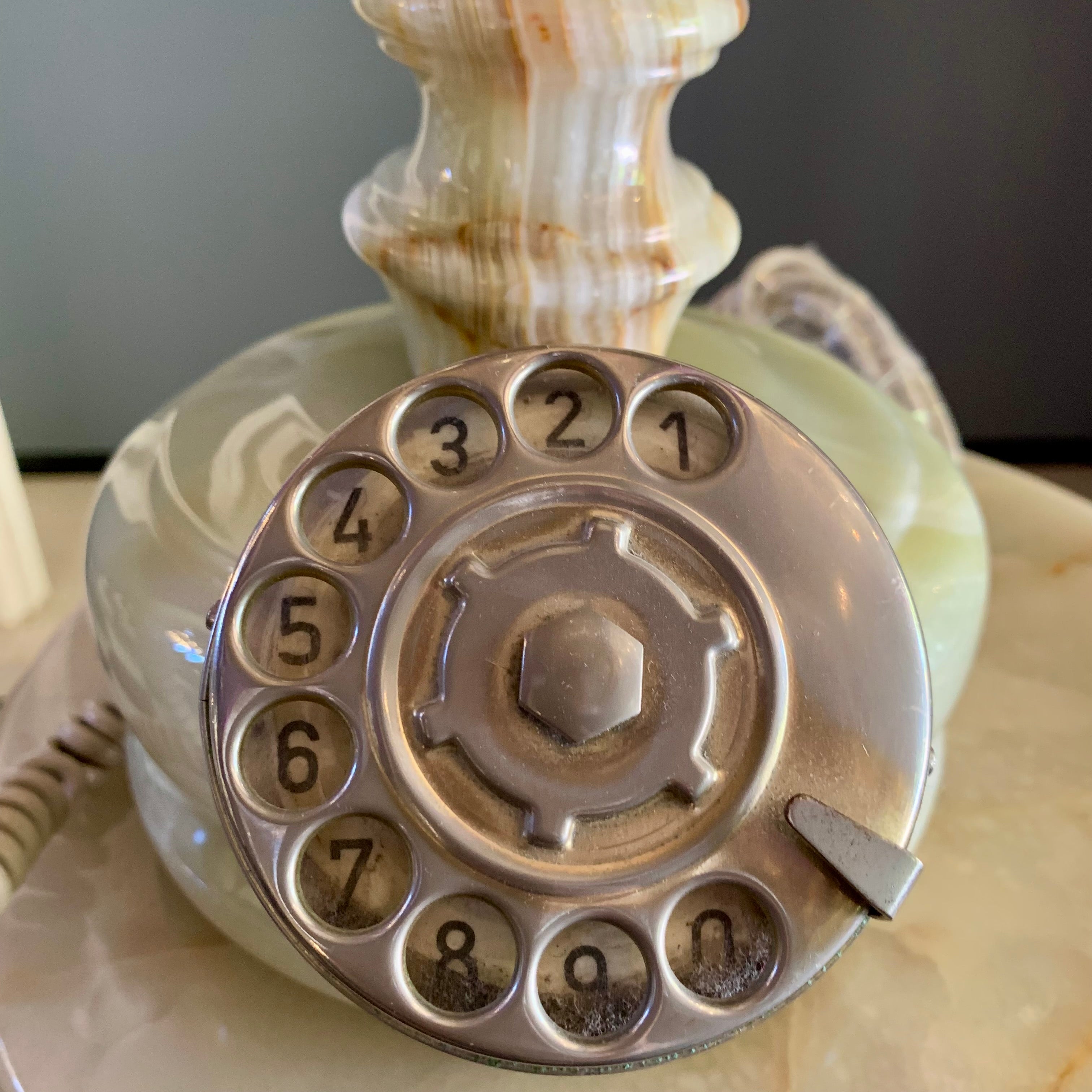 Vintage Italian Onyx Rotary Telephone