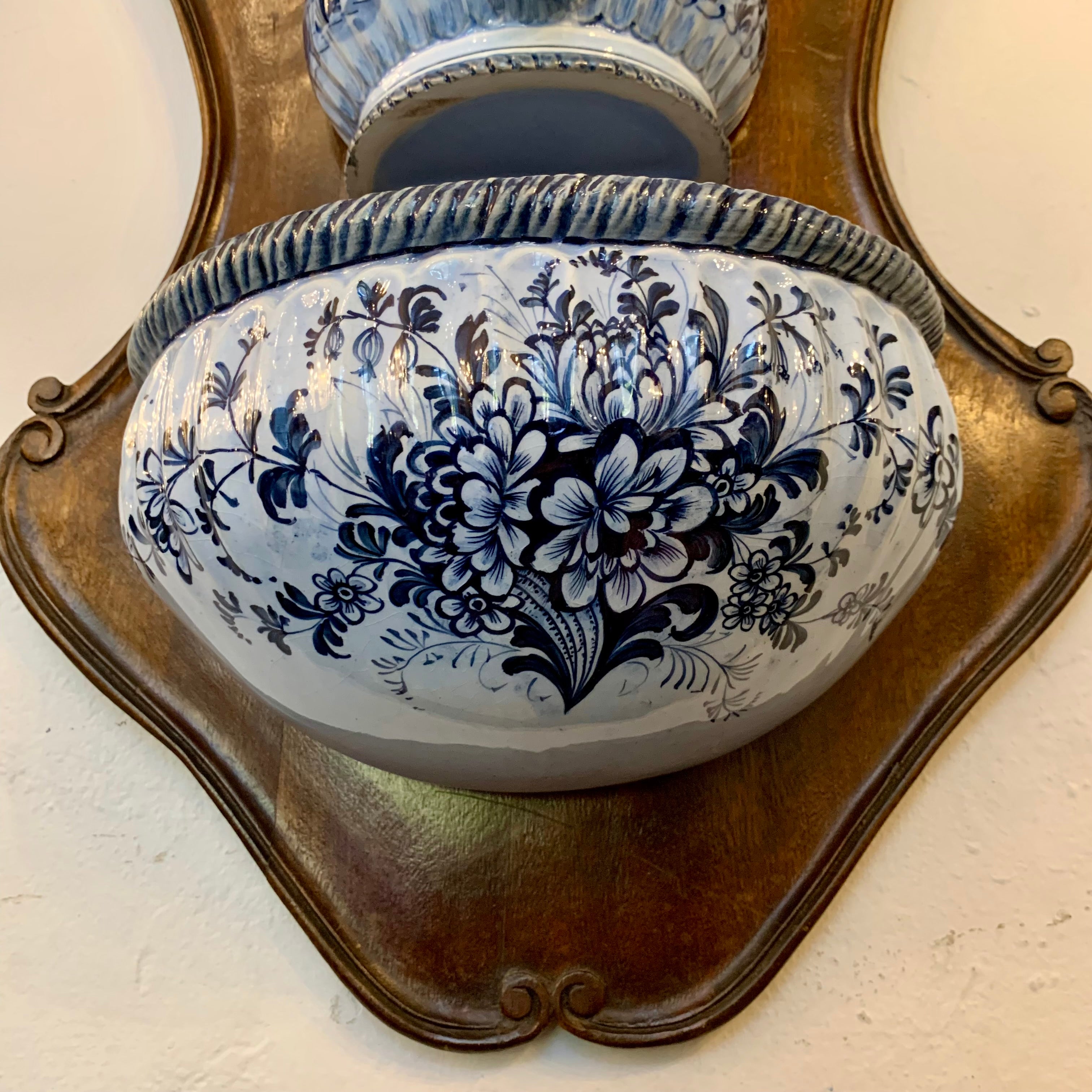 Antique Delft Porcelain Font