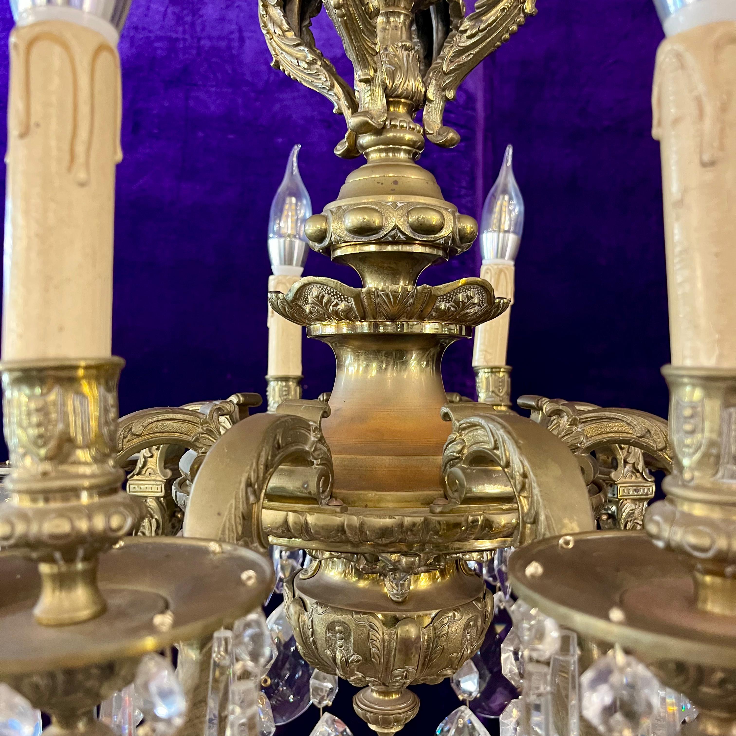 Mazarine Gilt Brass & Crystal Chandelier, c. 1900