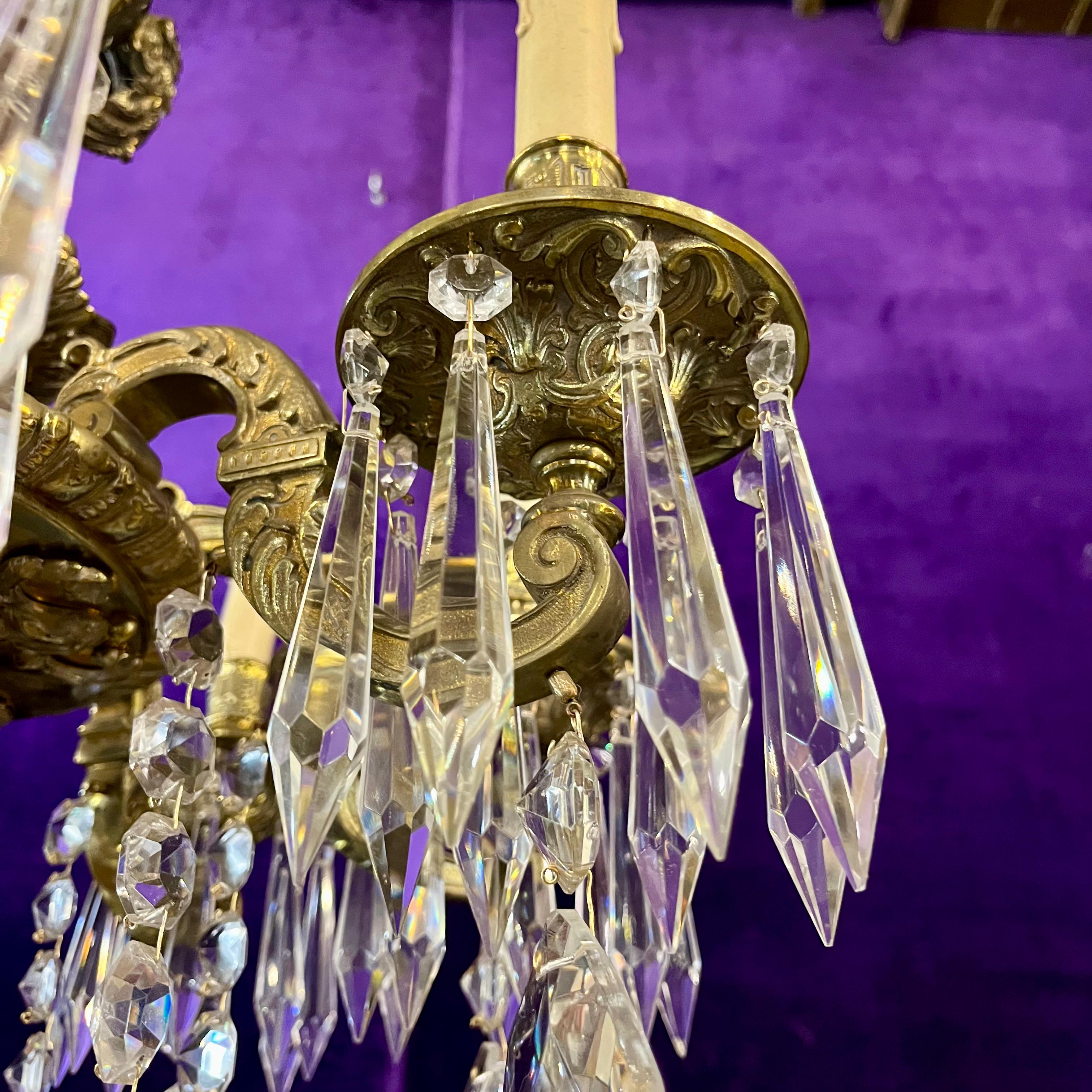 Mazarine Gilt Brass & Crystal Chandelier, c. 1900