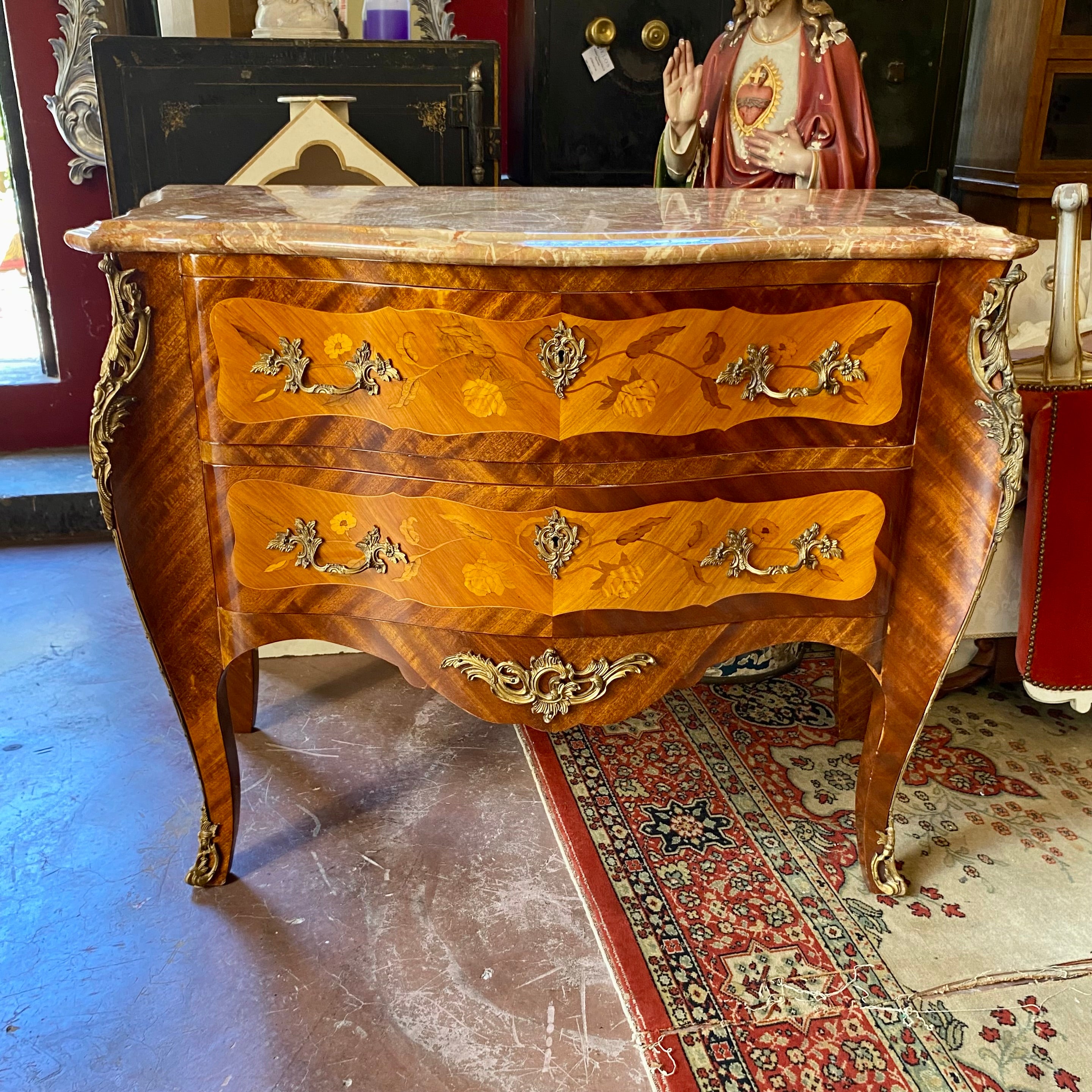 Antique French Bombe Chest with Marble Top