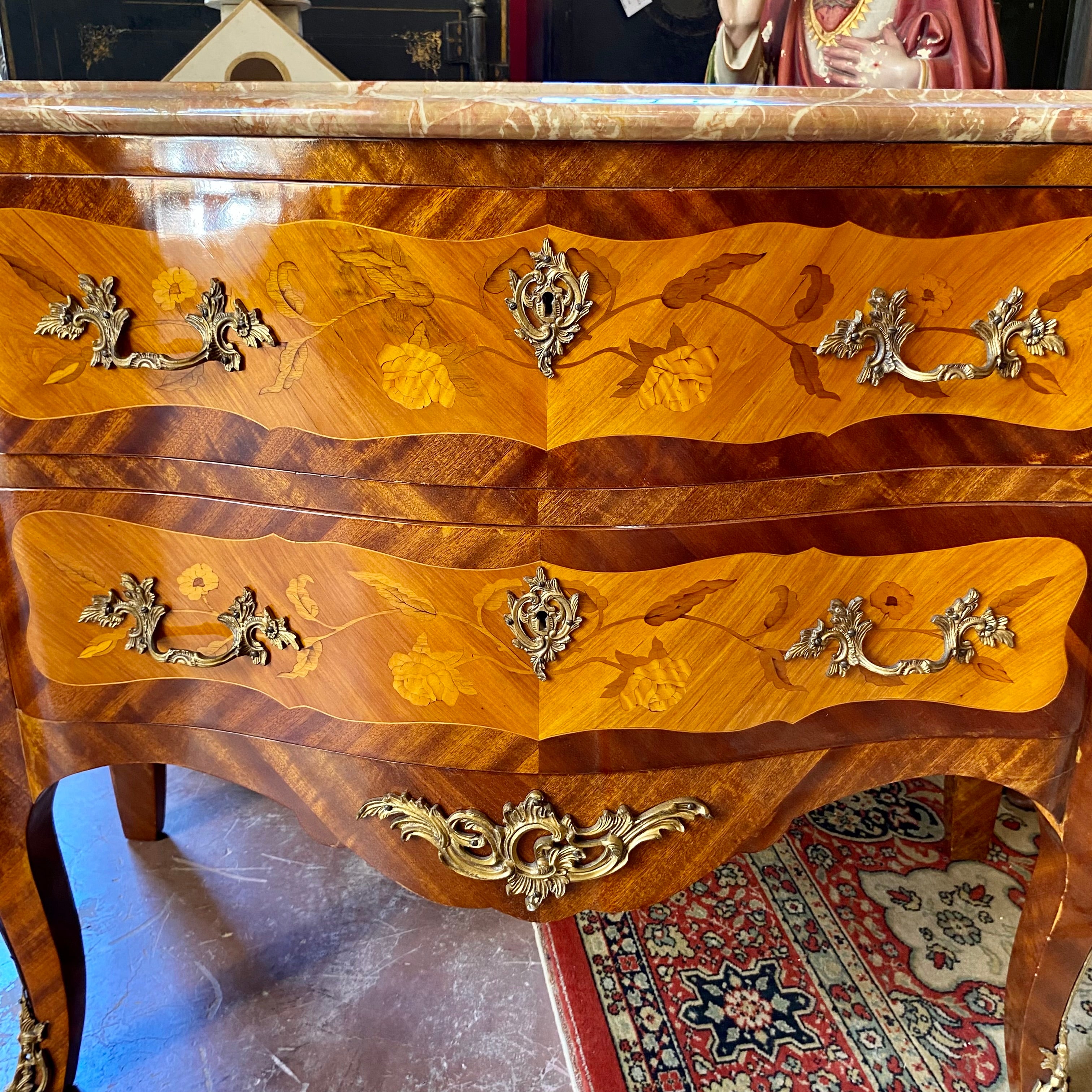 Antique French Bombe Chest with Marble Top