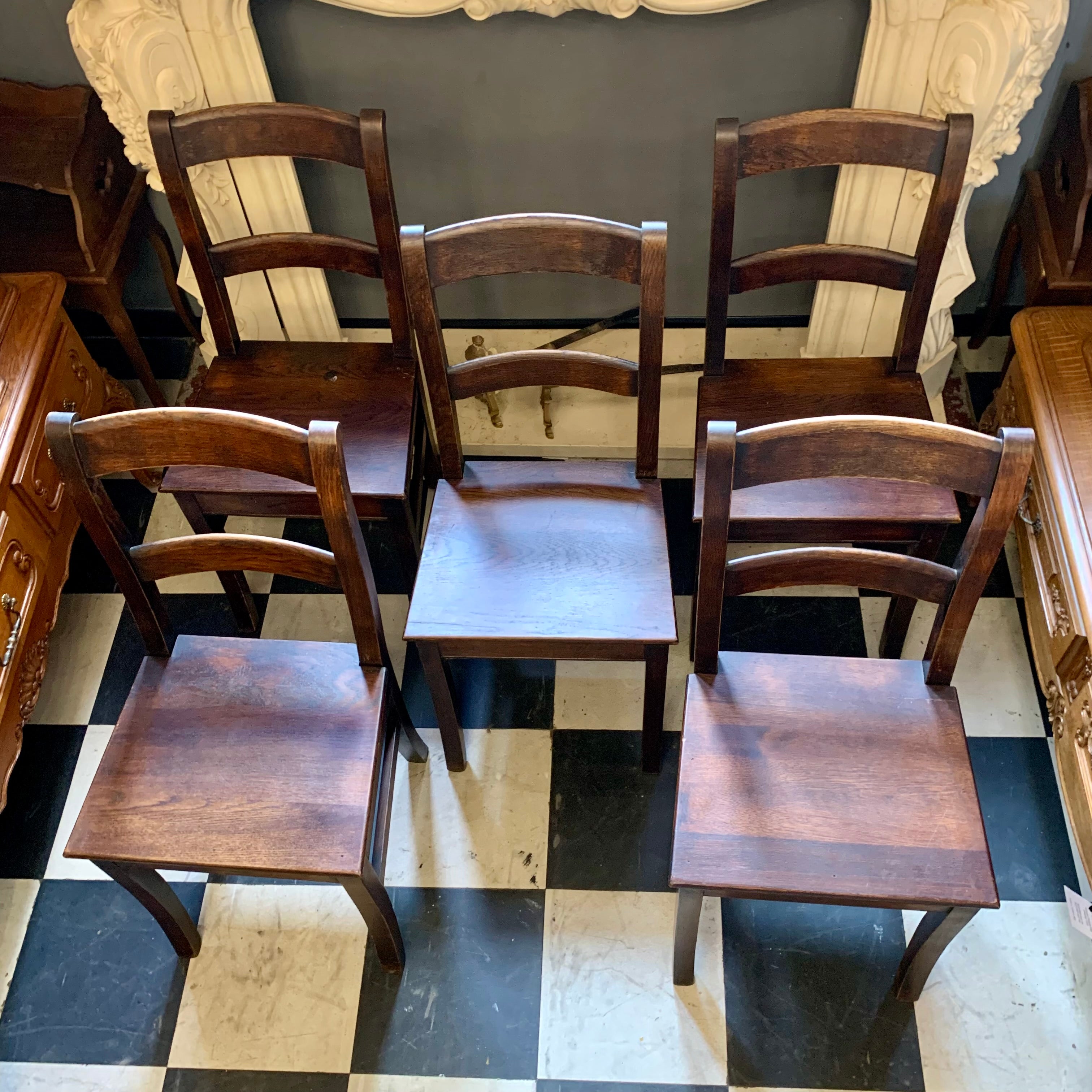 Beautiful Antique French Oak Dining Chairs - SOLD