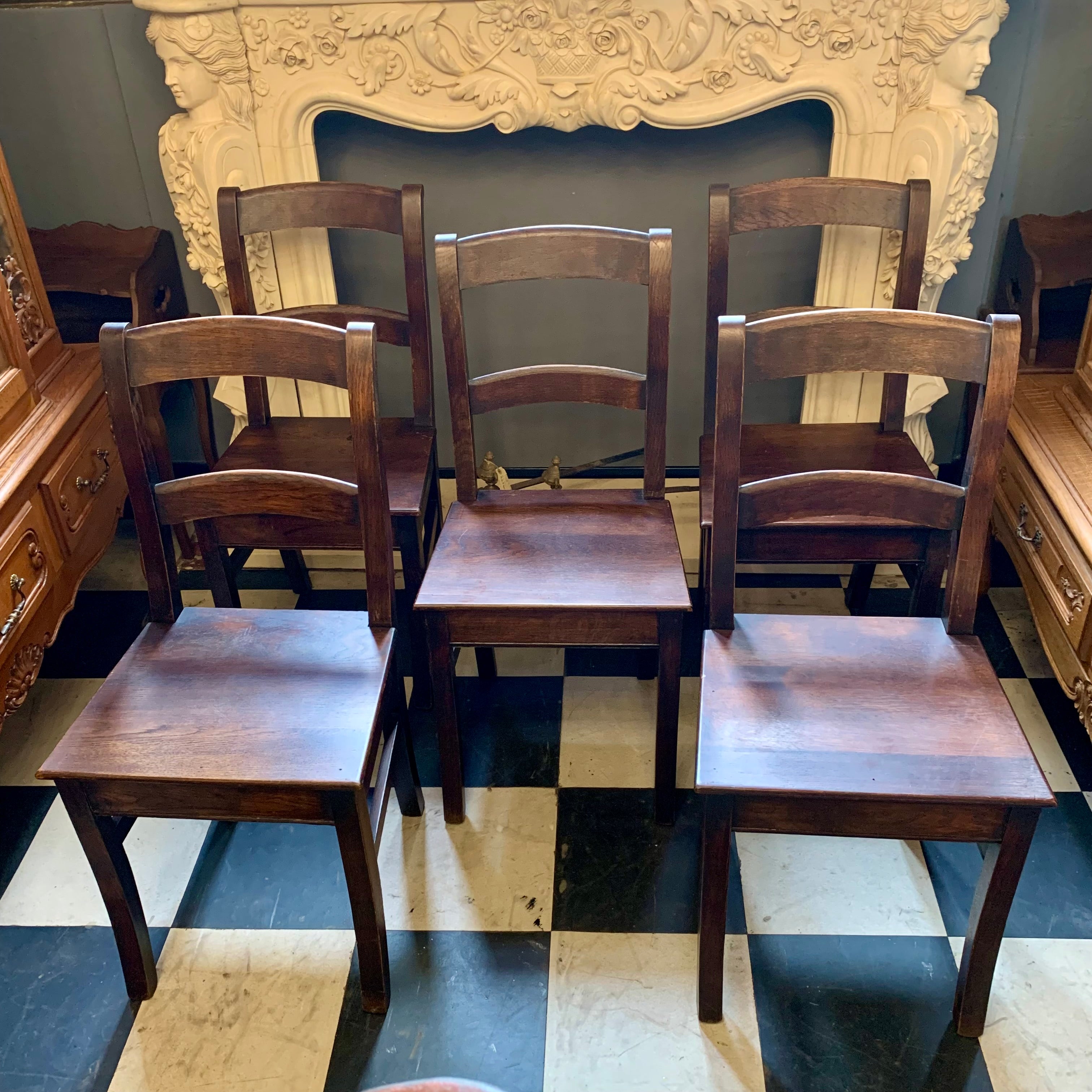 Beautiful Antique French Oak Dining Chairs - SOLD