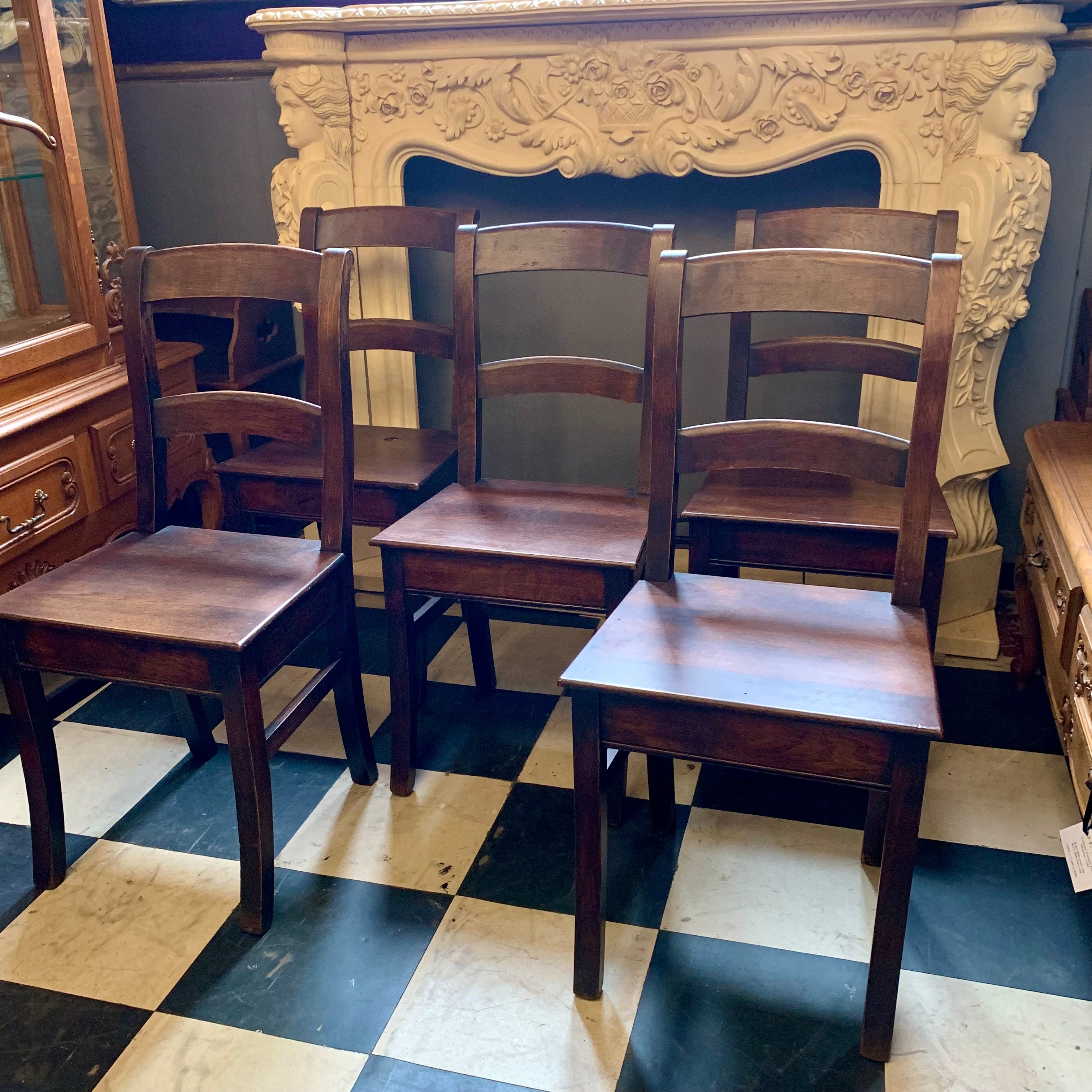 Beautiful Antique French Oak Dining Chairs - SOLD