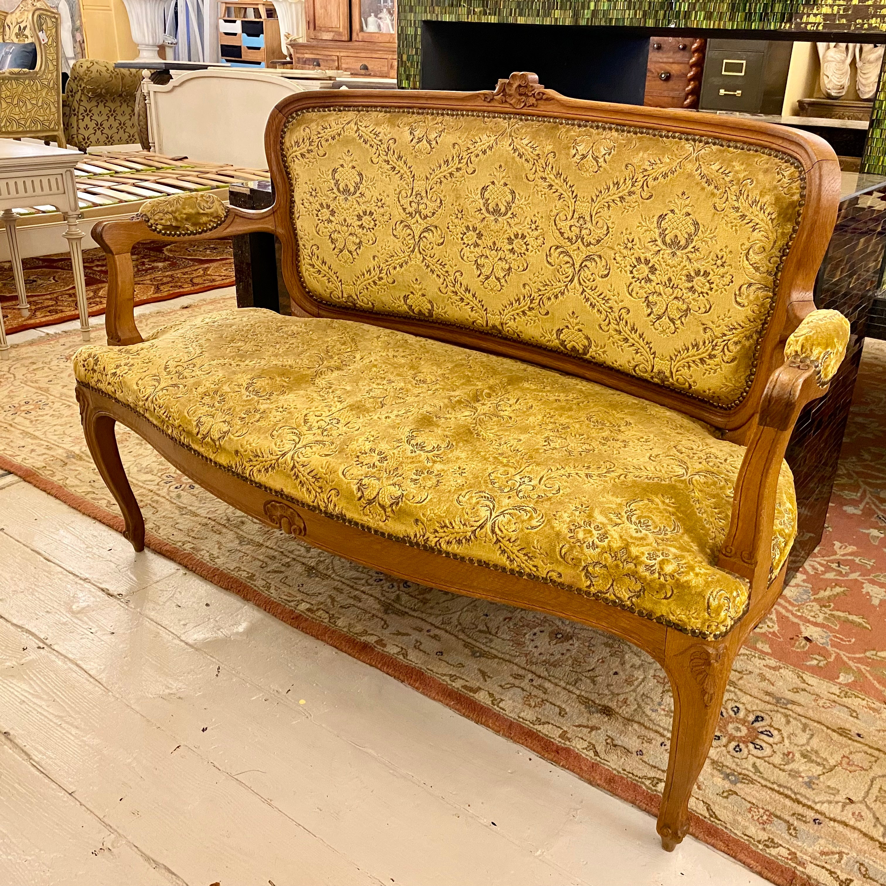 French Oak Upholstered Sofa