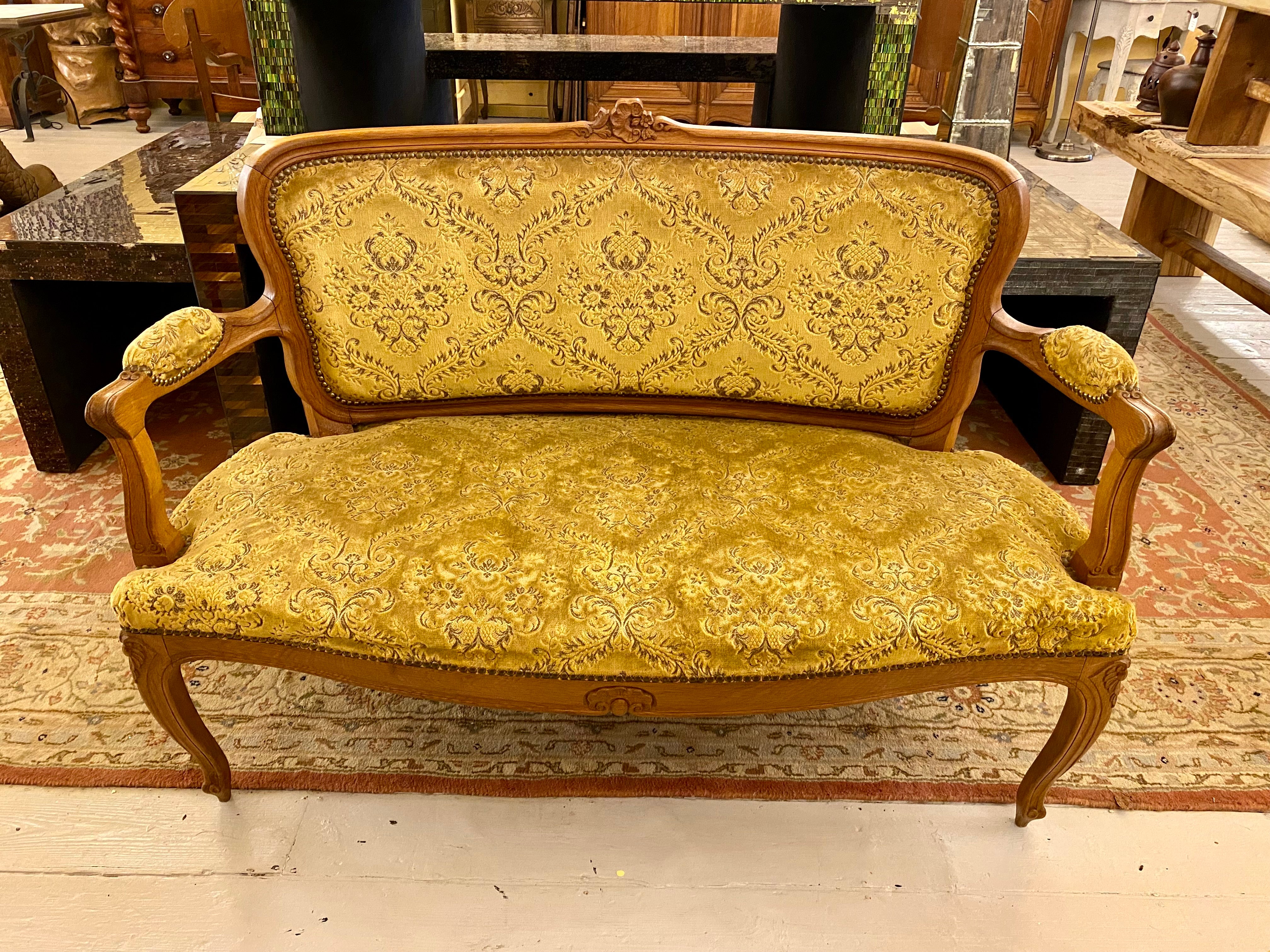 French Oak Upholstered Sofa