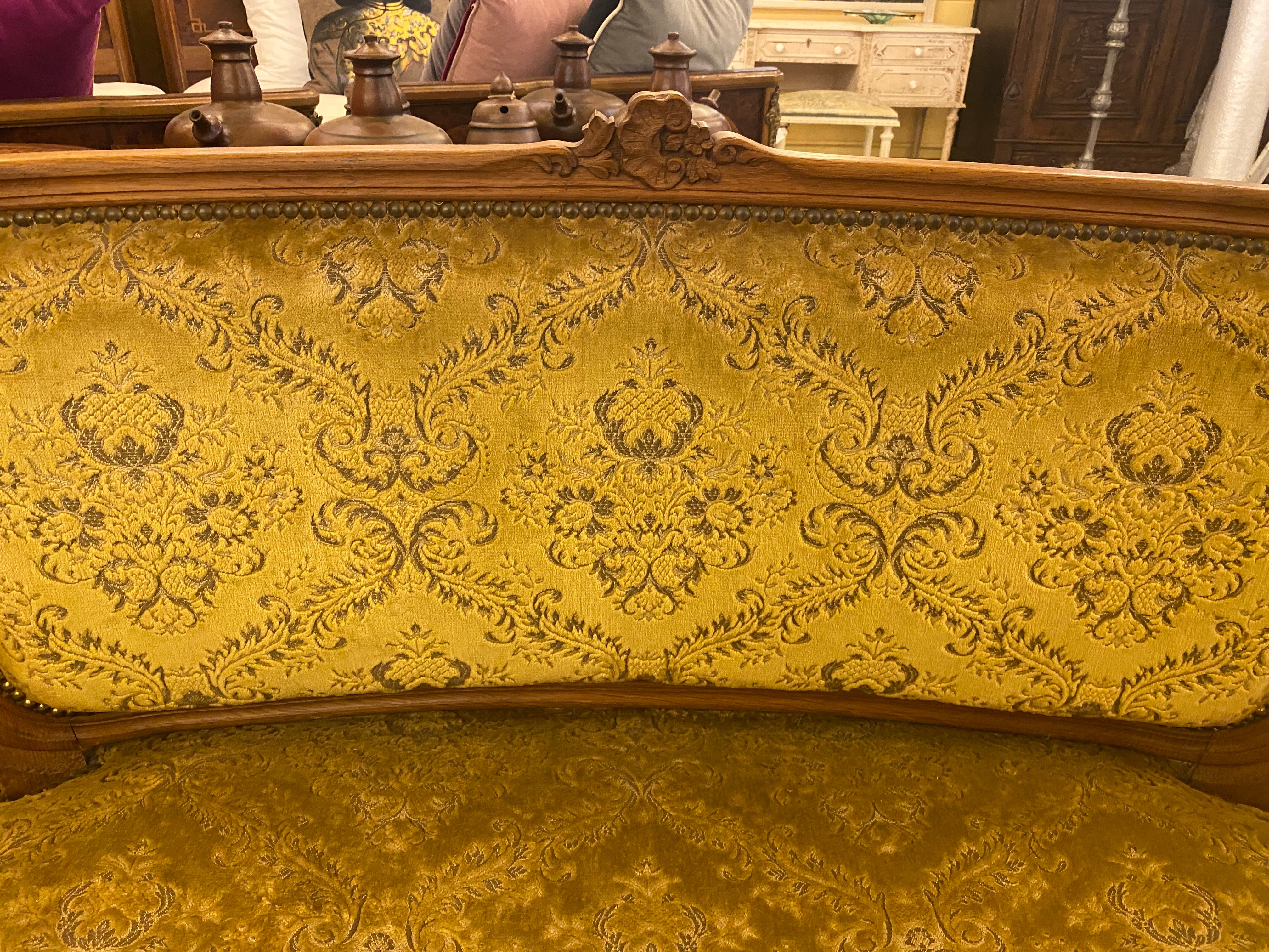 French Oak Upholstered Sofa