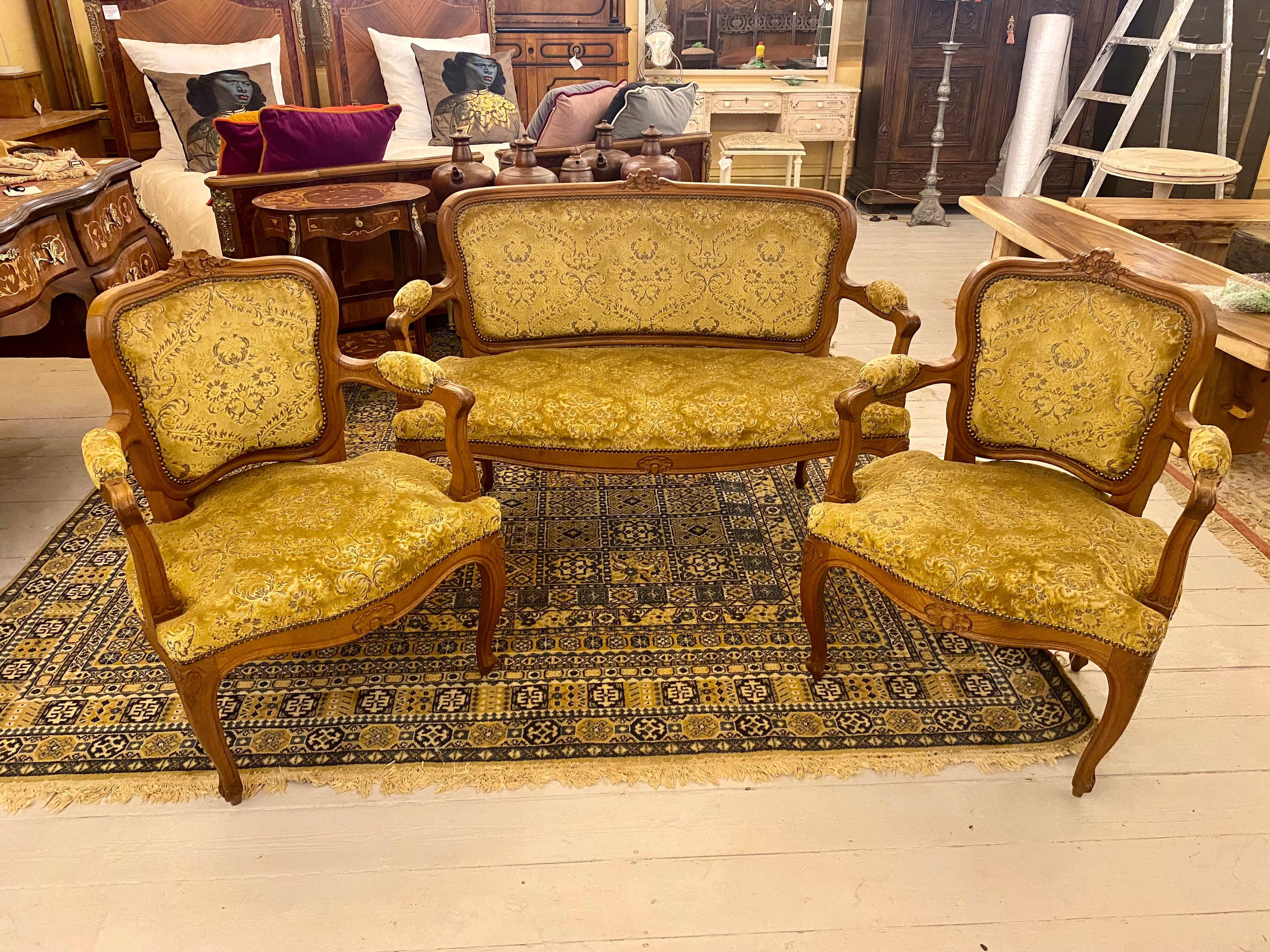 French Oak Upholstered Sofa