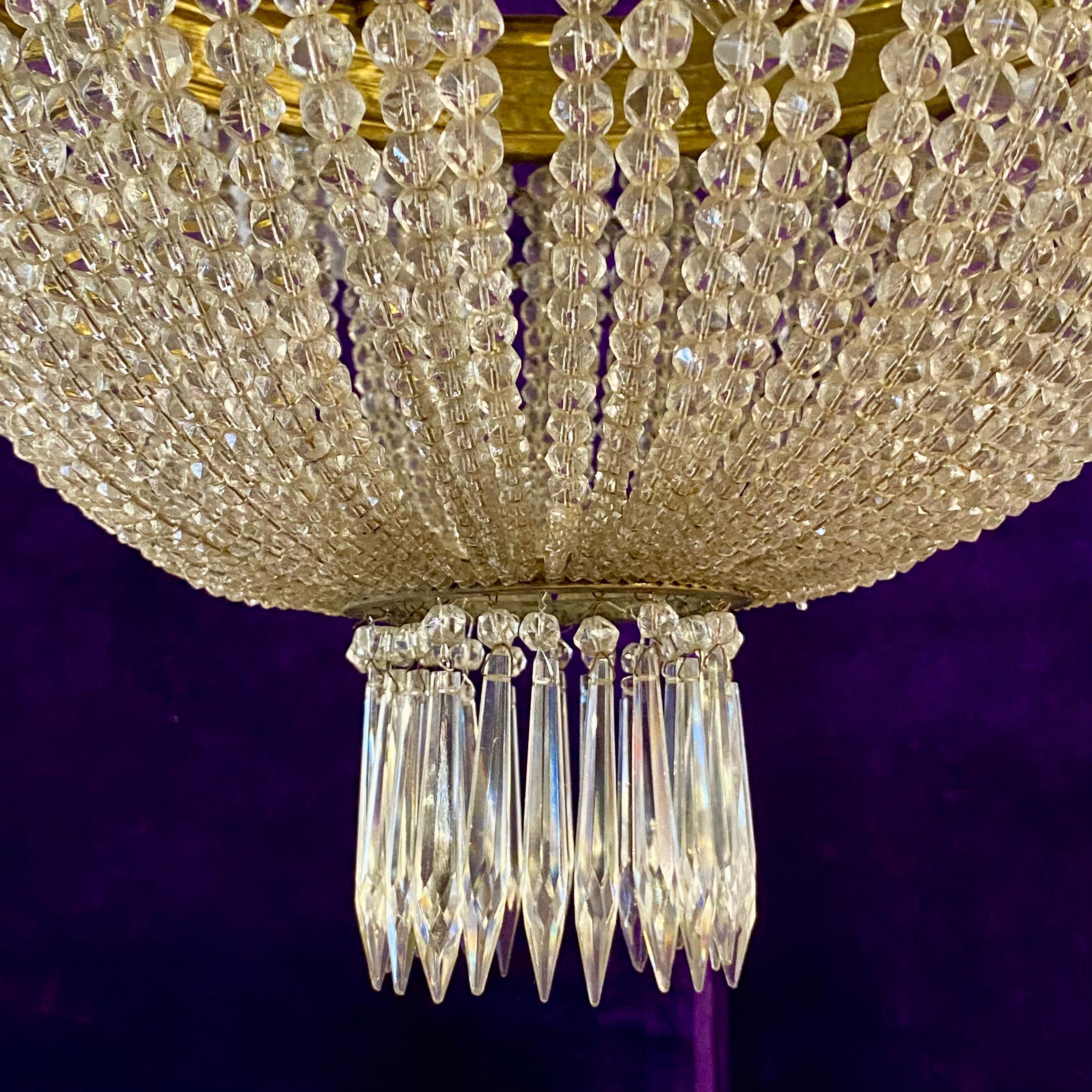 Antique Crystal Bead Neoclassical Chandelier