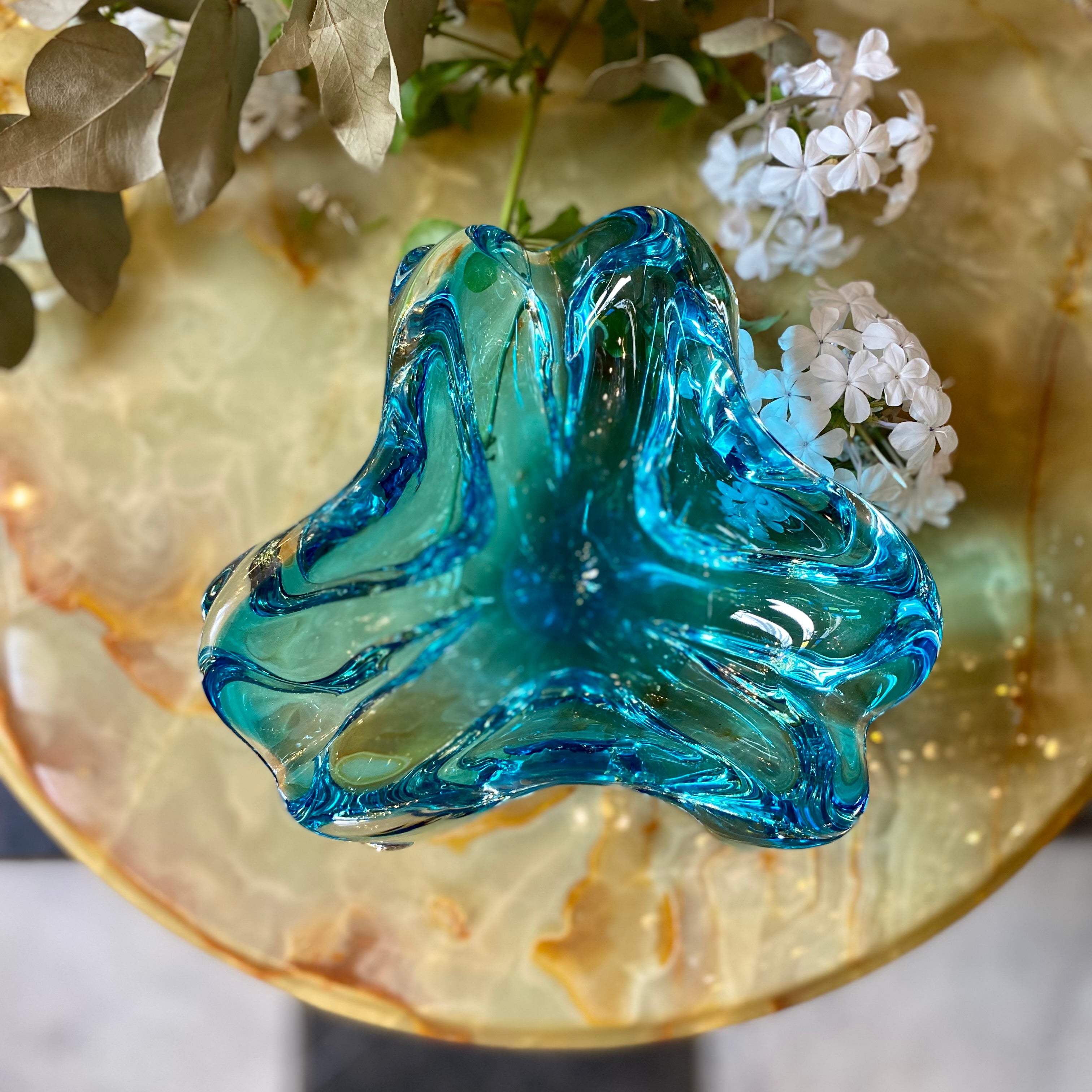 Beautiful Blue Vintage Murano Ashtray