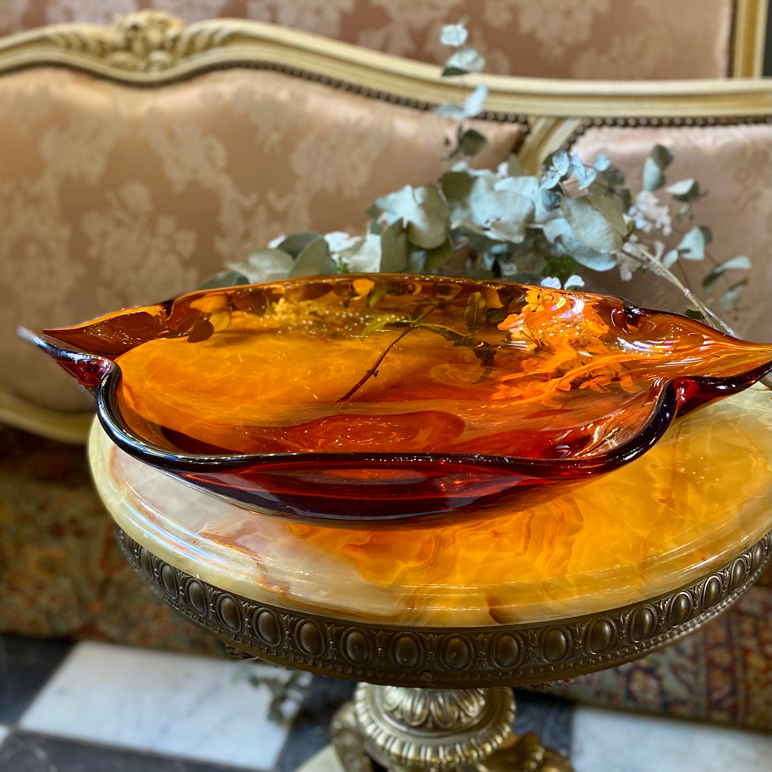 Large Burnt Orange Murano Tray - SOLD