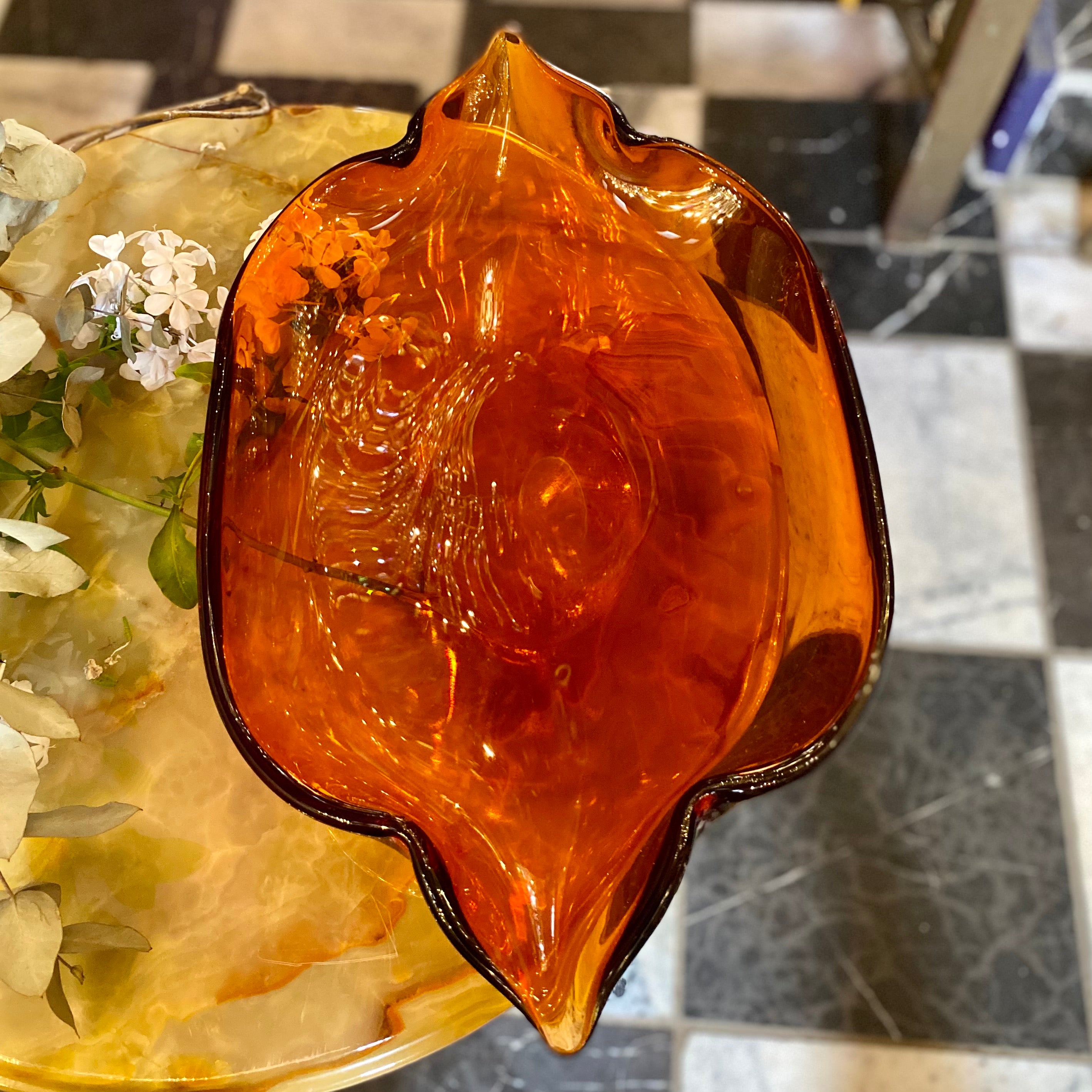 Large Burnt Orange Murano Tray - SOLD