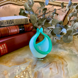 Petite and Sweet Turquoise Murano Basket