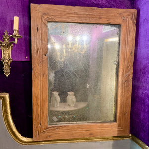 Aged Mirror in Rustic Wooden Frame