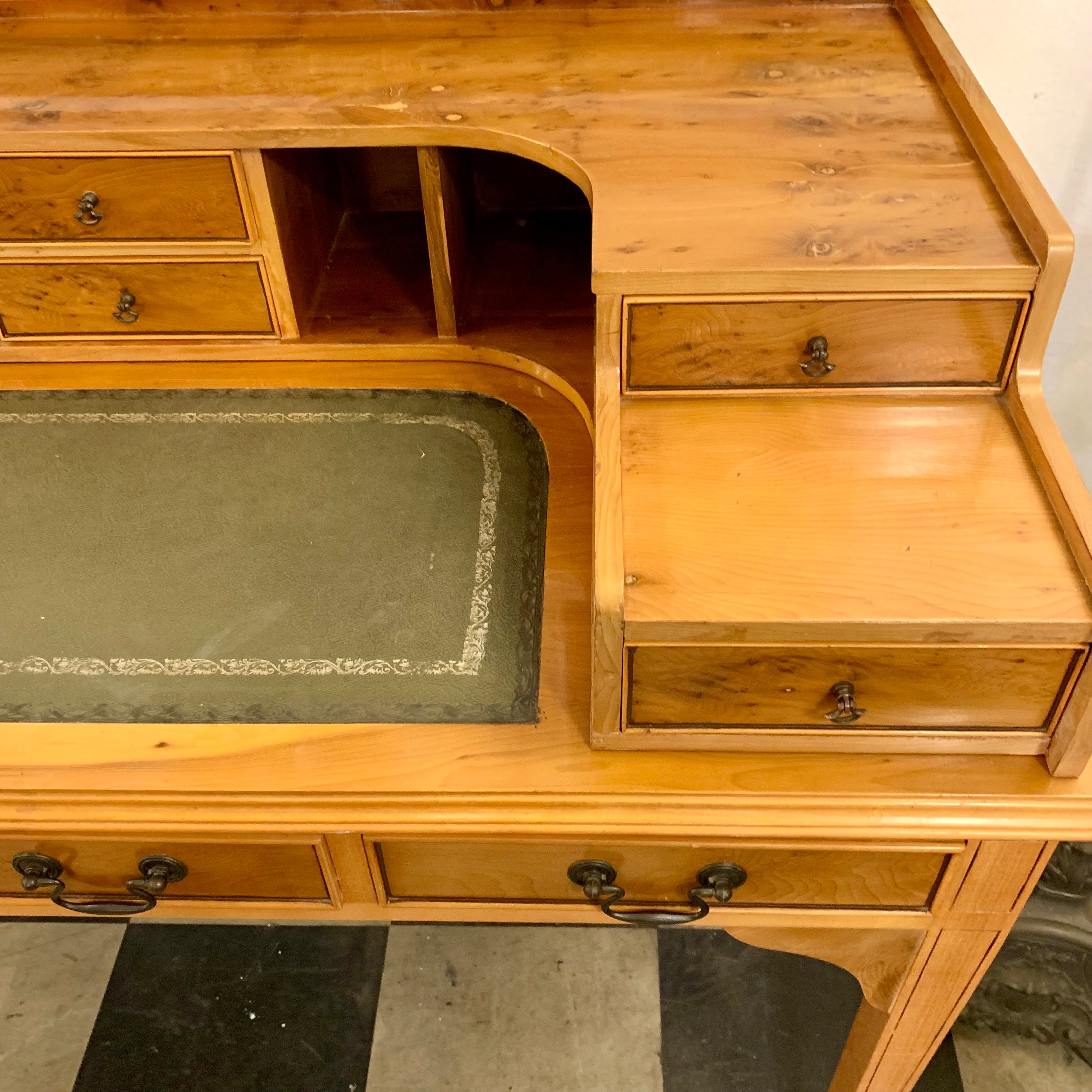 Antique English Yew Wood Carlton Desk