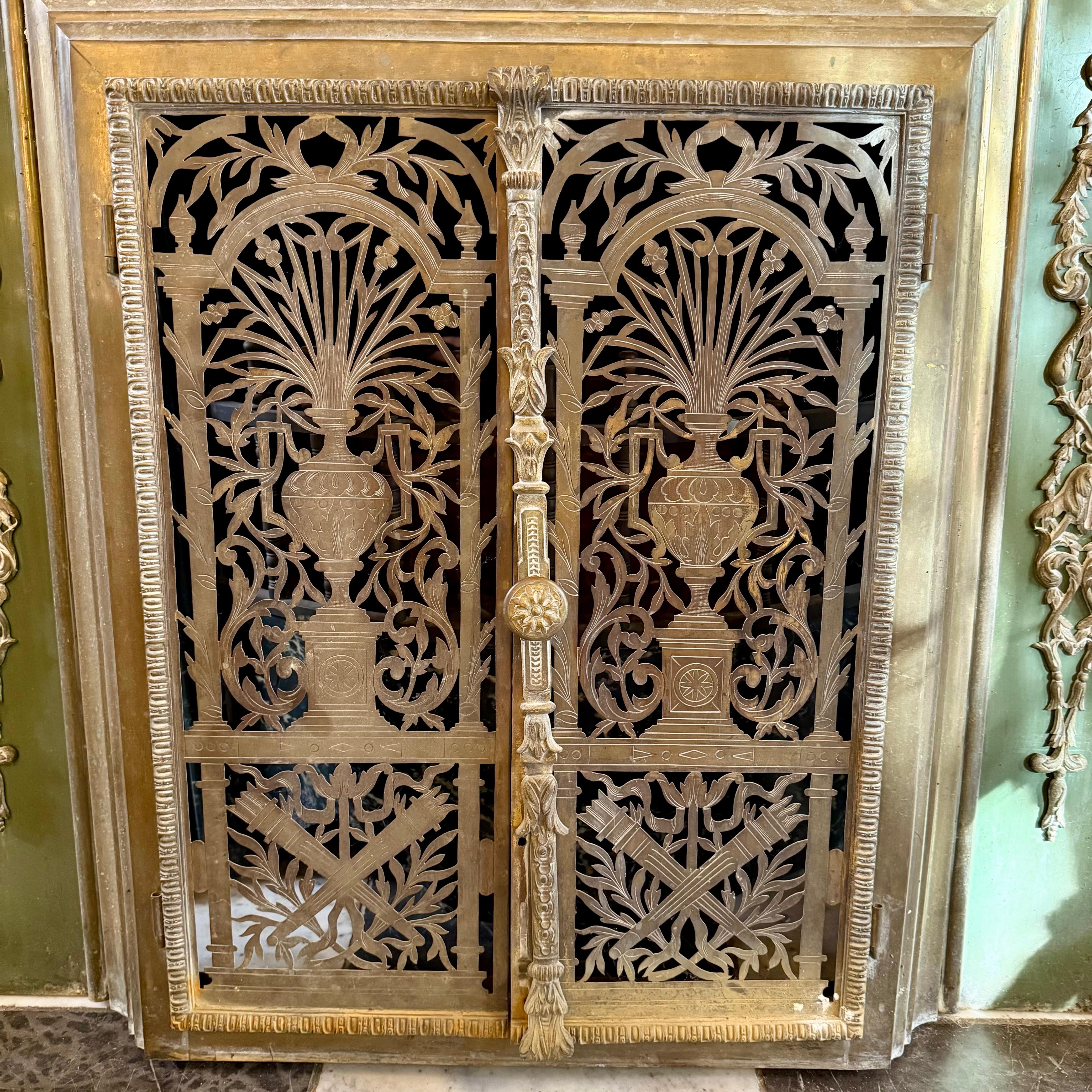 Antique French Fireplace Surround with Brass Detail, Early 20th Century