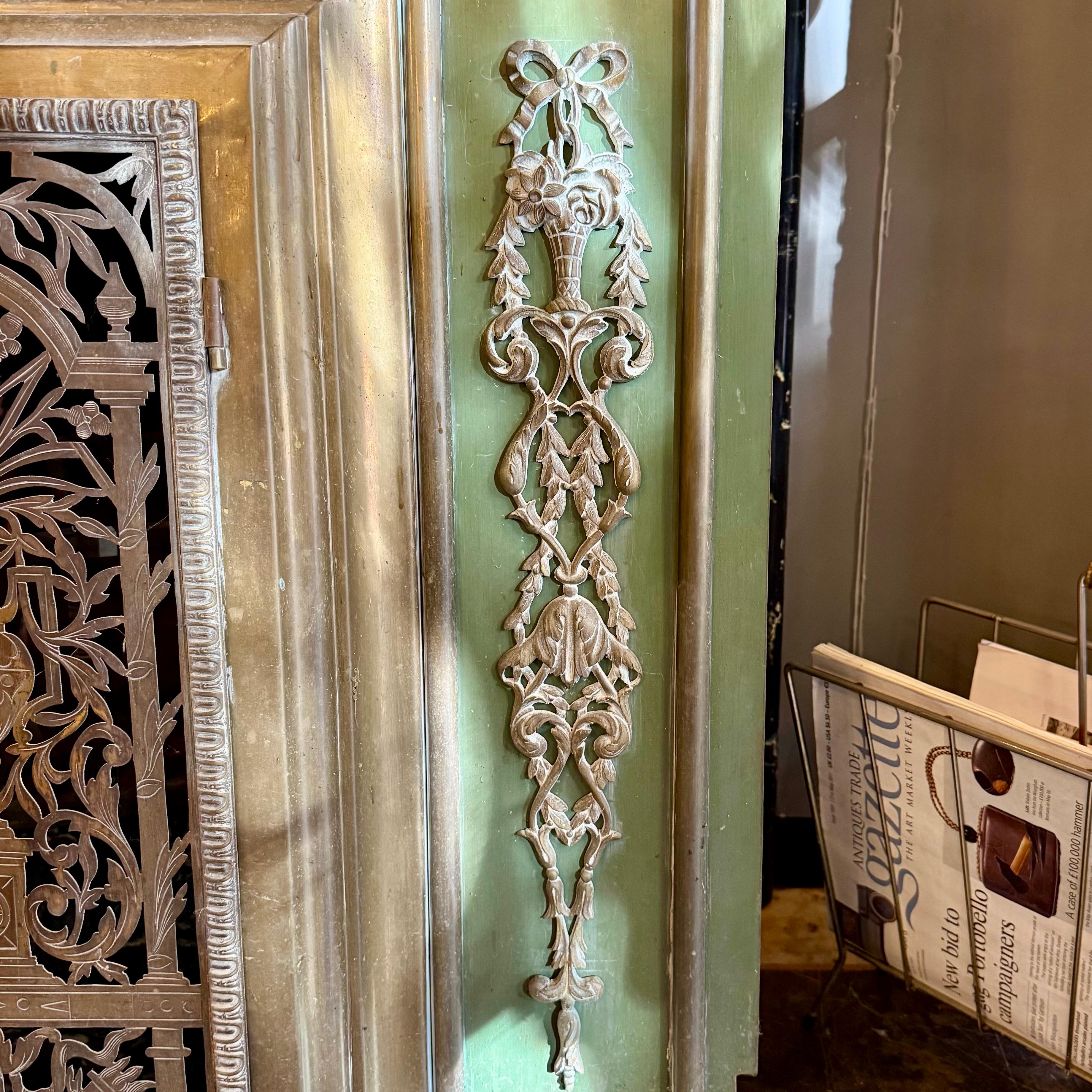 Antique French Fireplace Surround with Brass Detail, Early 20th Century