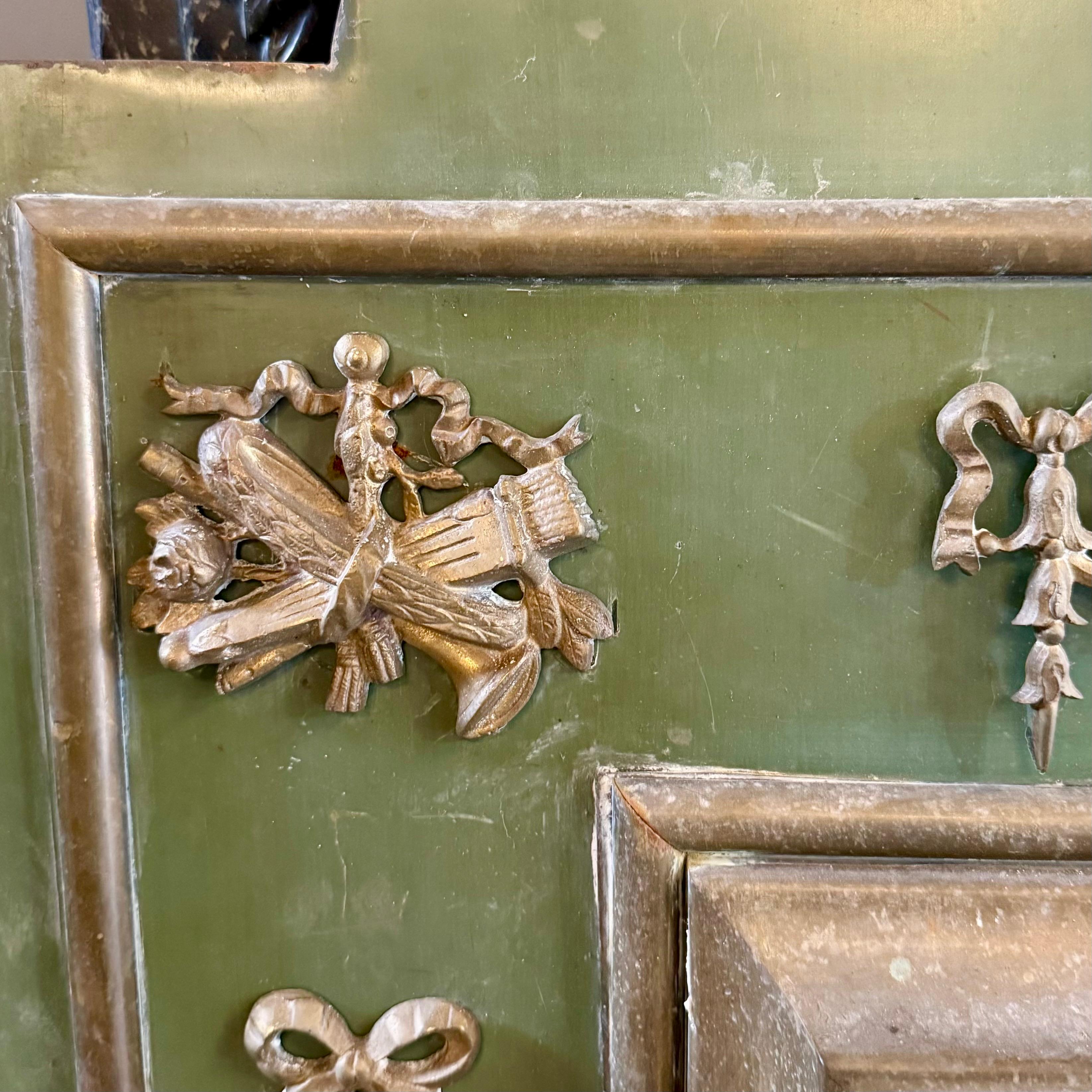 Antique French Fireplace Surround with Brass Detail, Early 20th Century